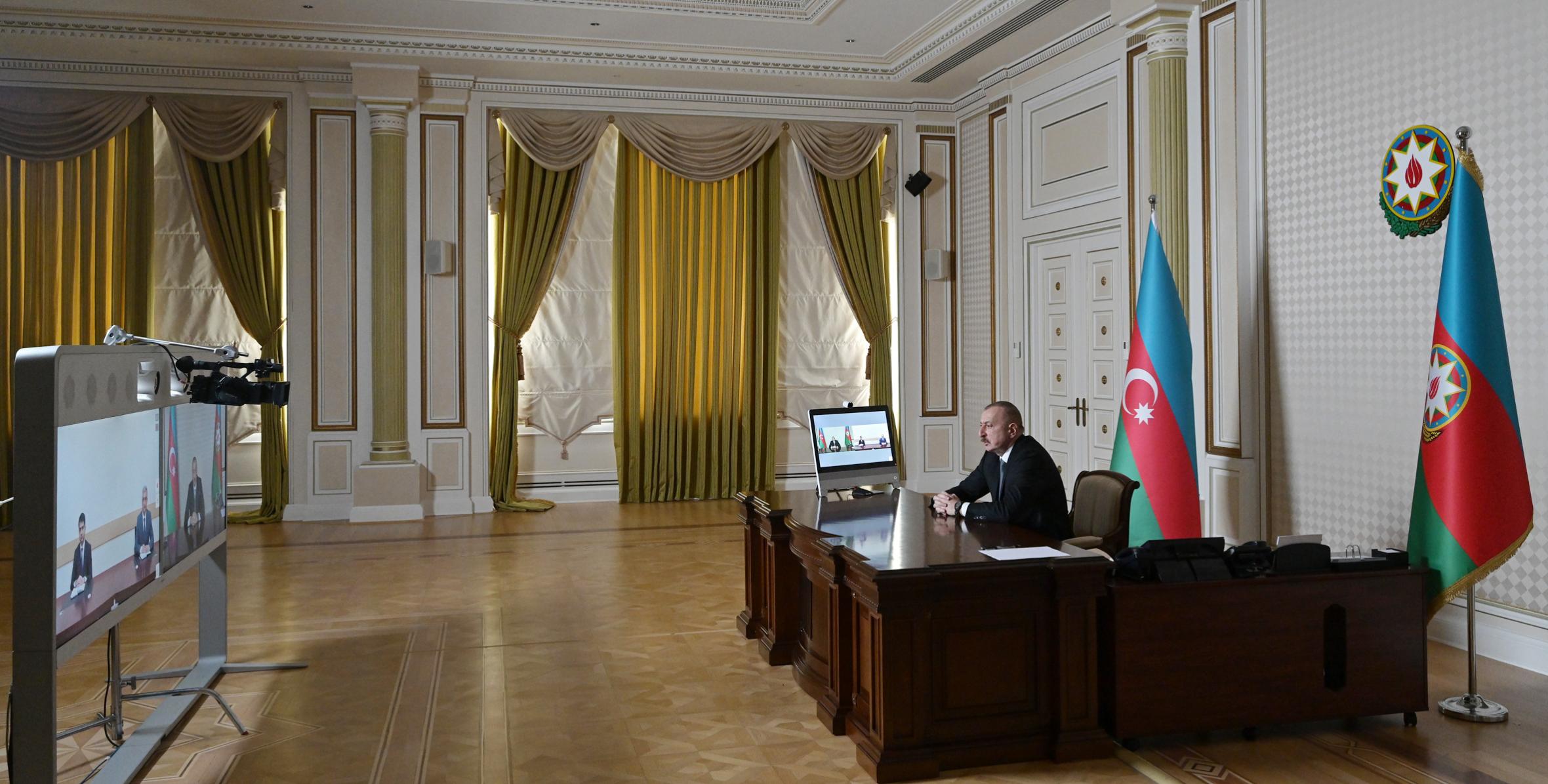 Ilham Aliyev received Seymur Orujov on his appointment as head of Aghstafa District Executive Authority and Elchin Rzayev on his appointment as head of Imishli District Executive Authority in a video format