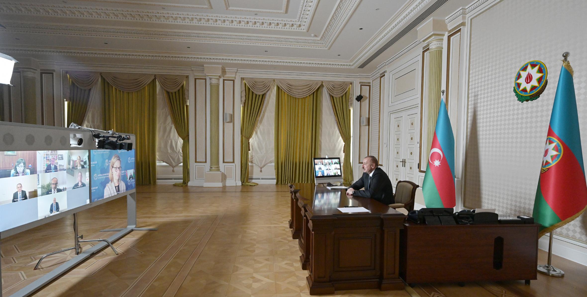 Video conference between President Ilham Aliyev, newly appointed vice president and other representatives of World Bank held