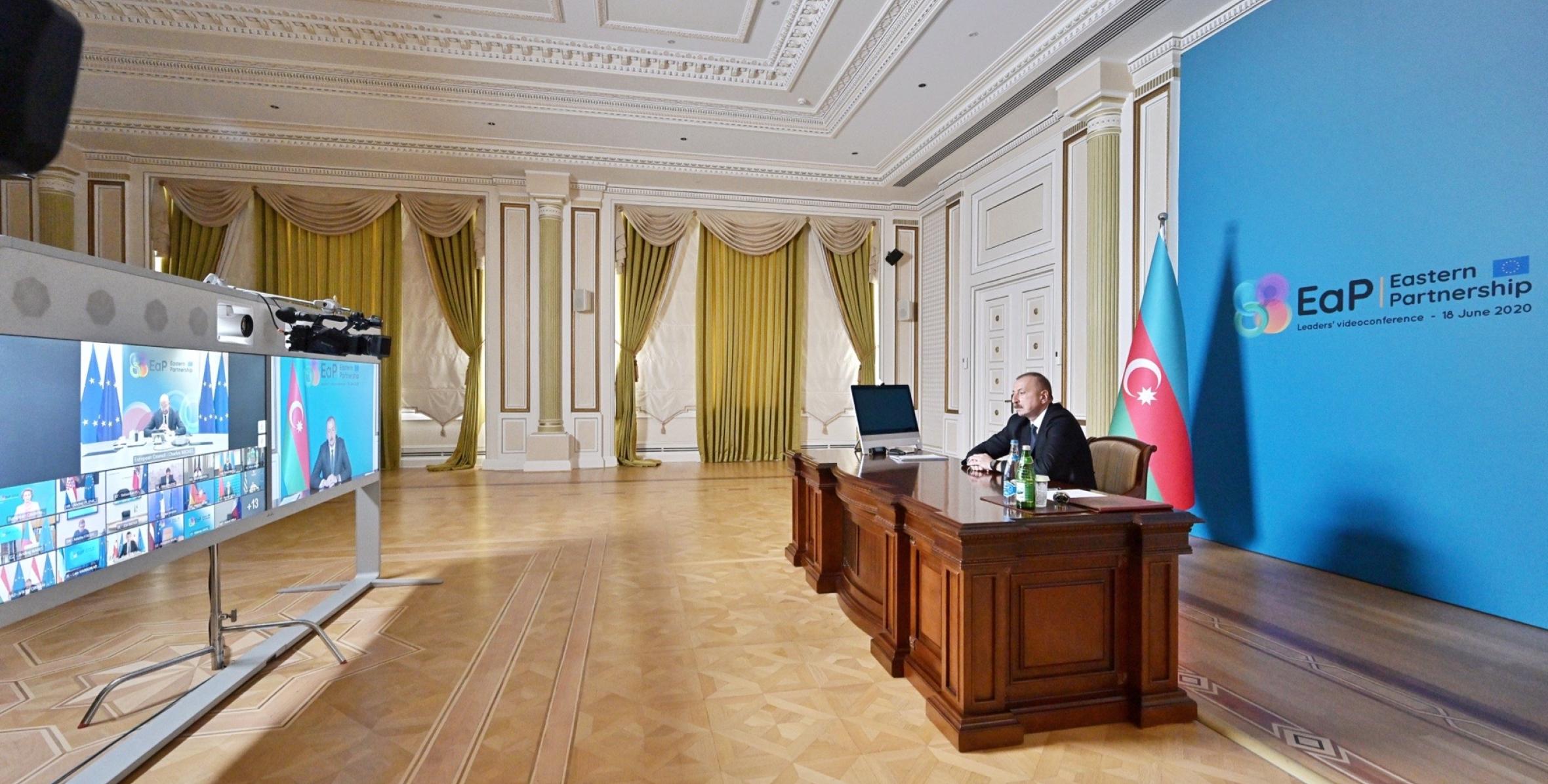 Ильхам Алиев в формате видеоконференции принял участие в саммите стран Восточного партнерства