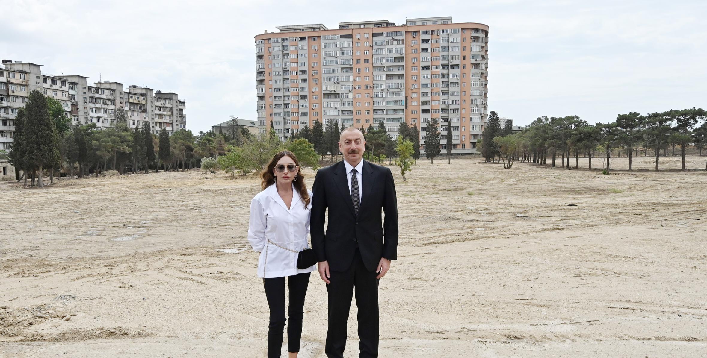 Ilham Aliyev viewed works to be done in new forest type park in Yasamal district