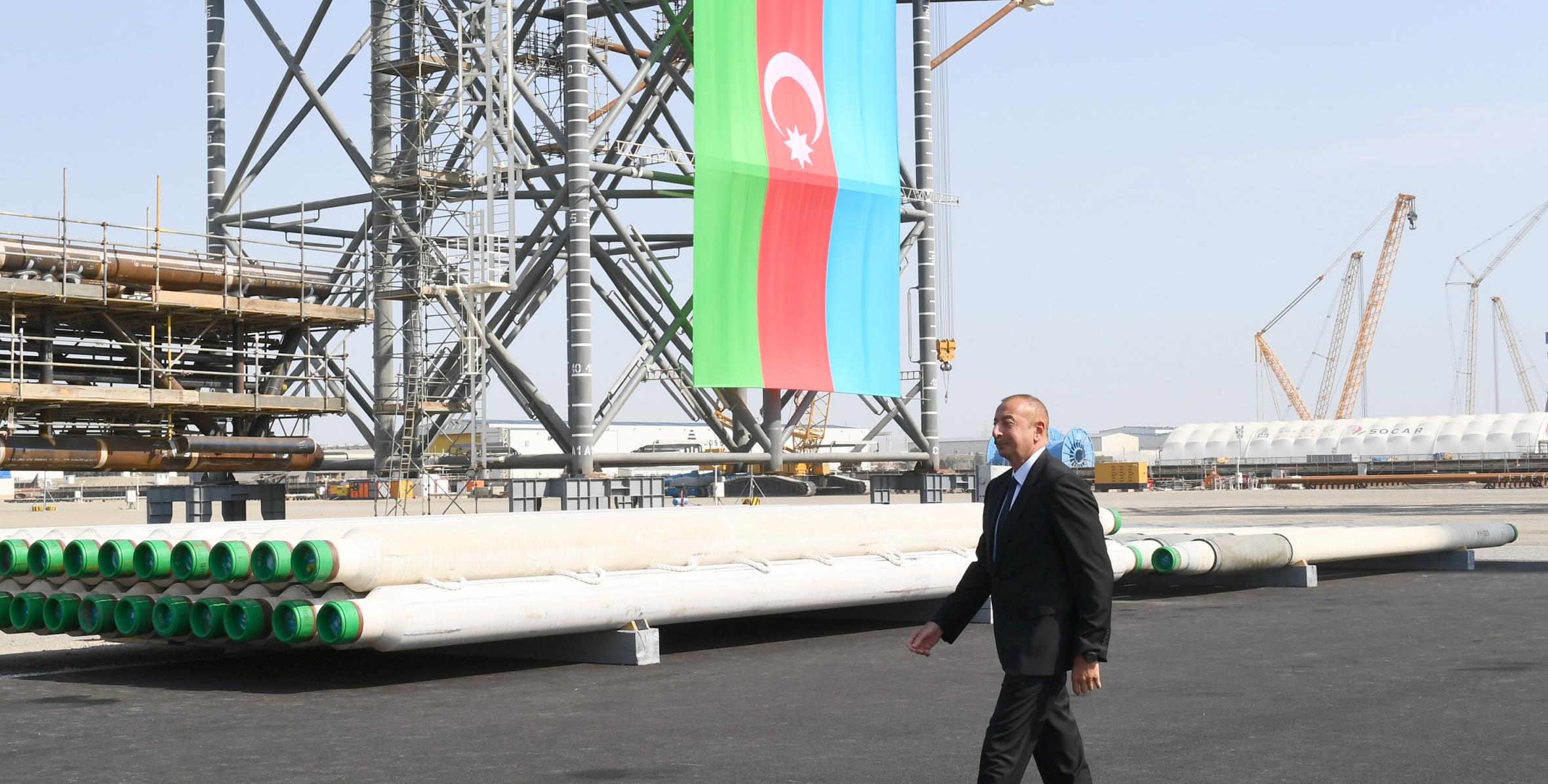 Ilham Aliyev attended the Absheron EPS Project Marine Works Opening Ceremony