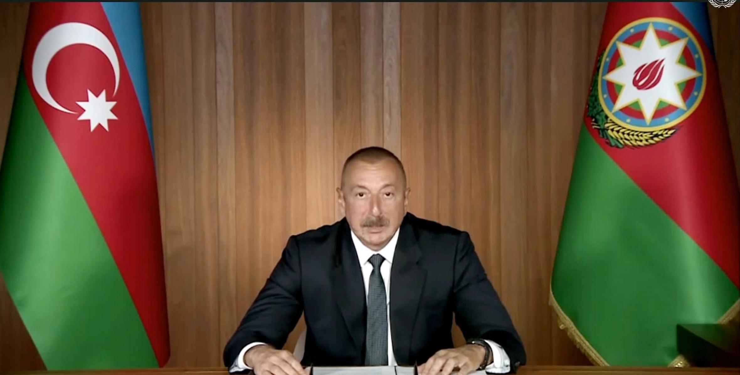 Ilham Aliyev delivered a speech at general debates of 75th session of United Nations General Assembly in a video format