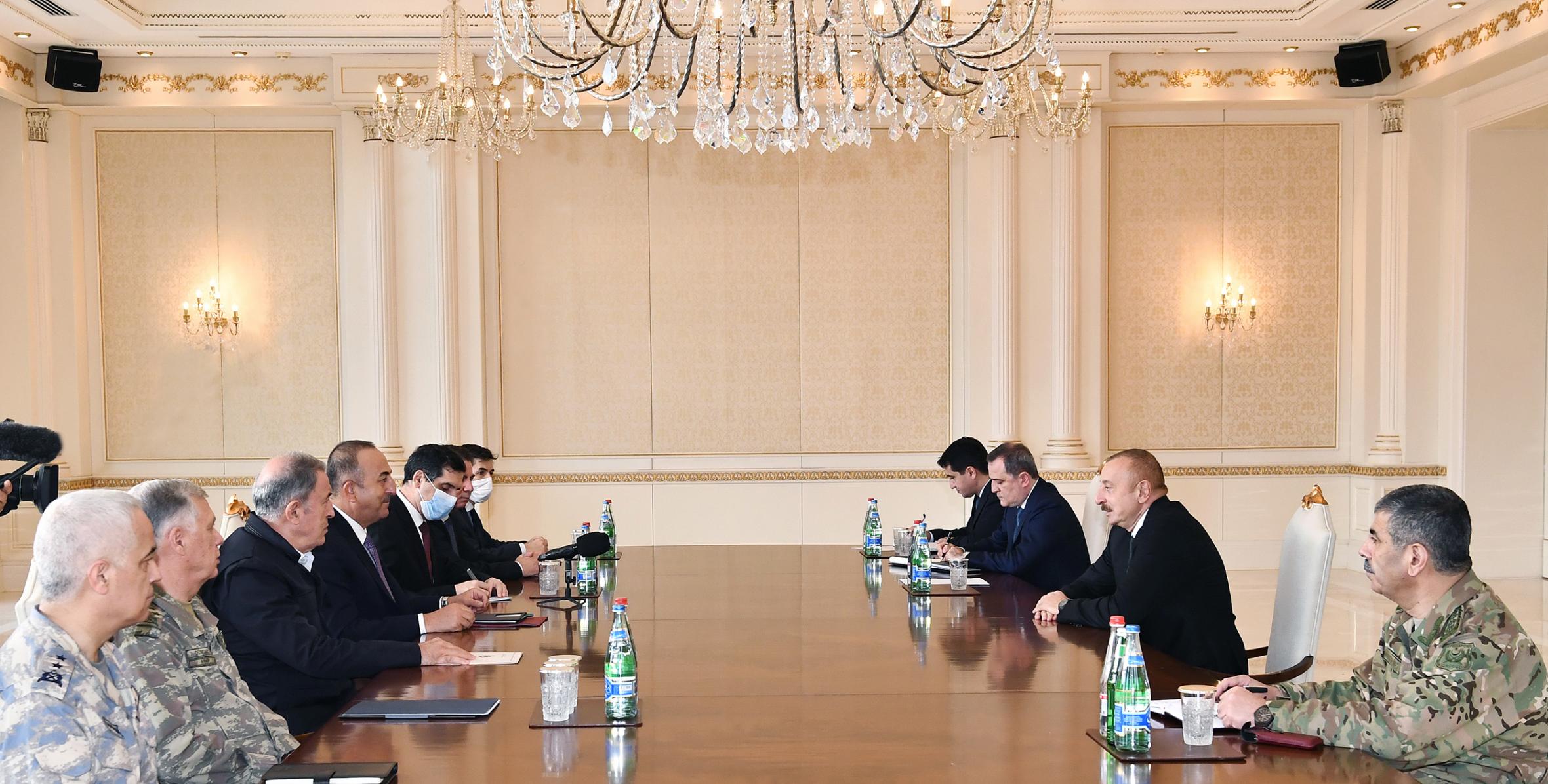 Ilham Aliyev received Turkish Foreign Minister and Minister of National Defense