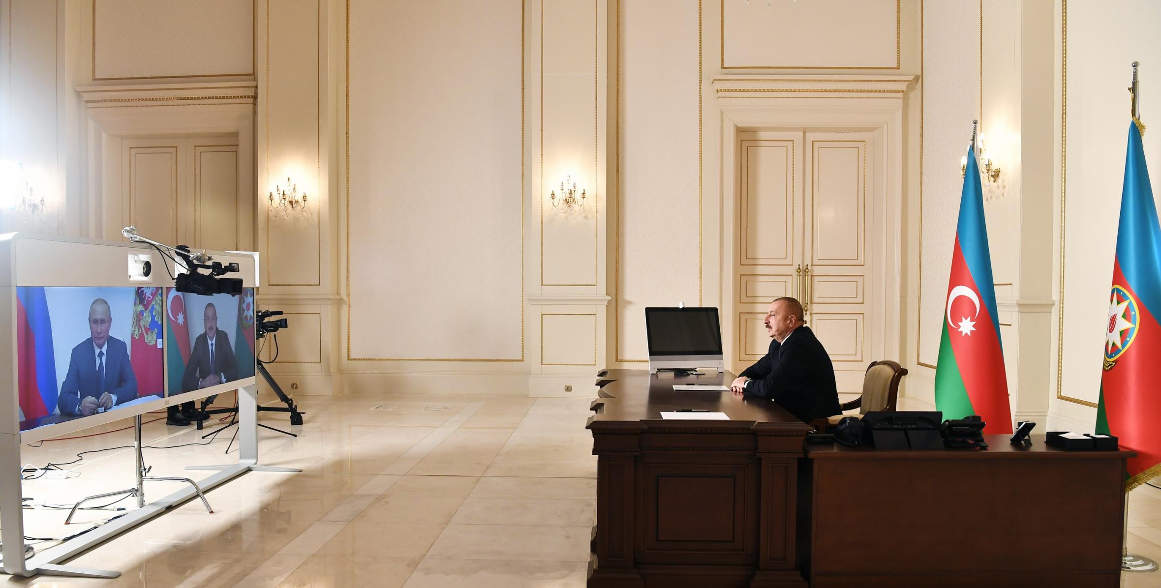 Ильхам Алиев и Президент России Владимир Путин встретились в формате видеоконференции