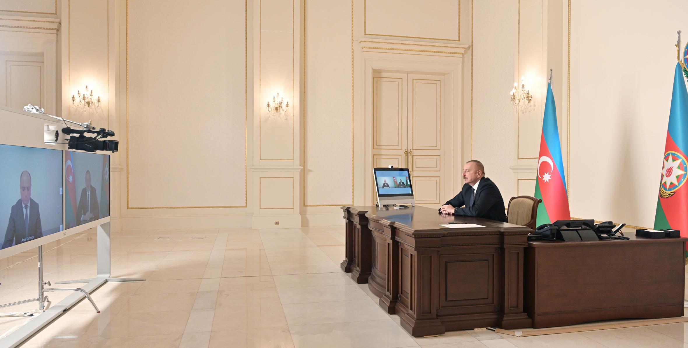 Ilham Aliyev received Anar Karimov in a video format on his appointment as Minister of Culture