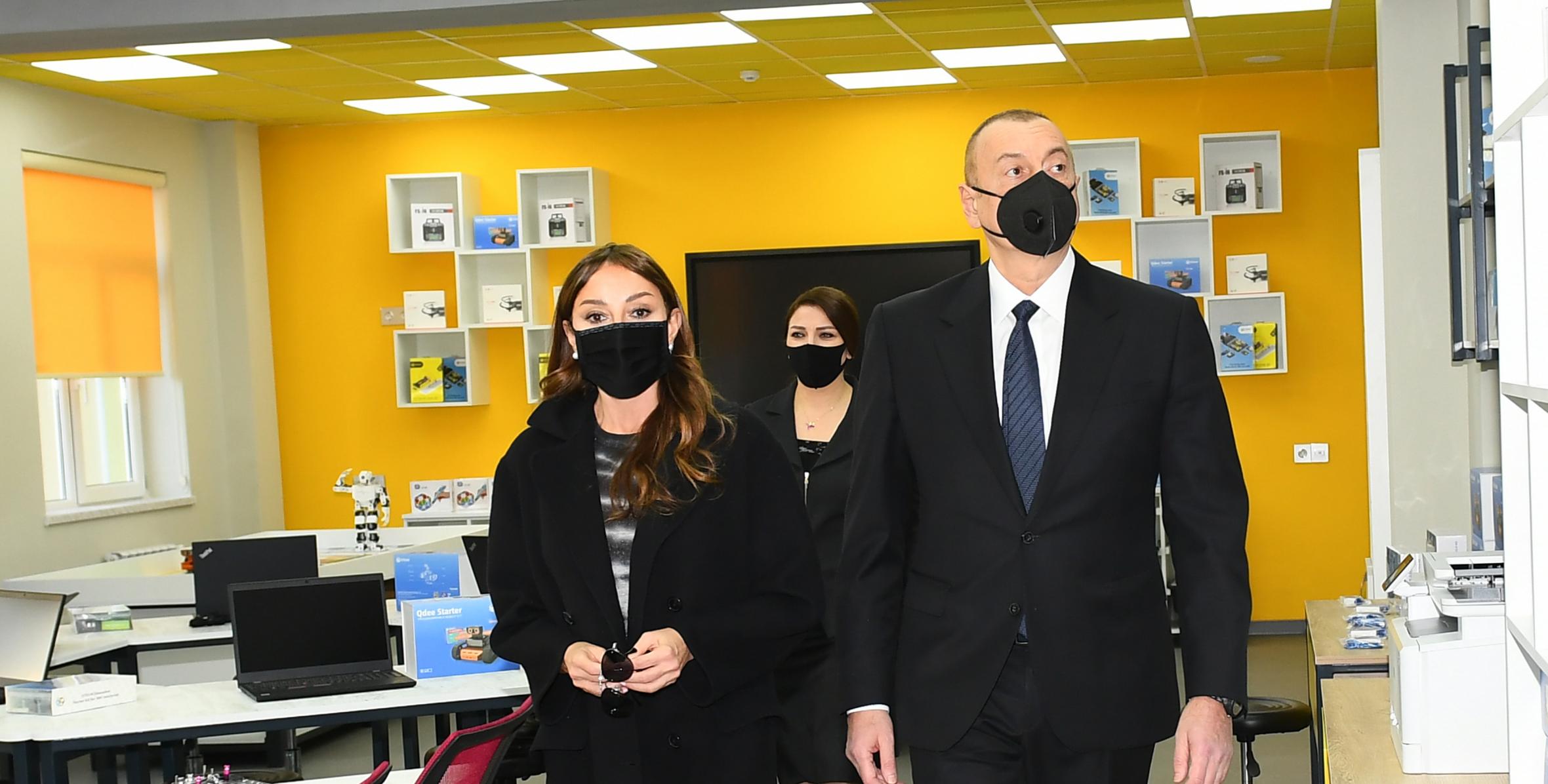 Ilham Aliyev and First Lady Mehriban Aliyeva viewed conditions created at school-lyceum No 3 in Khirdalan city