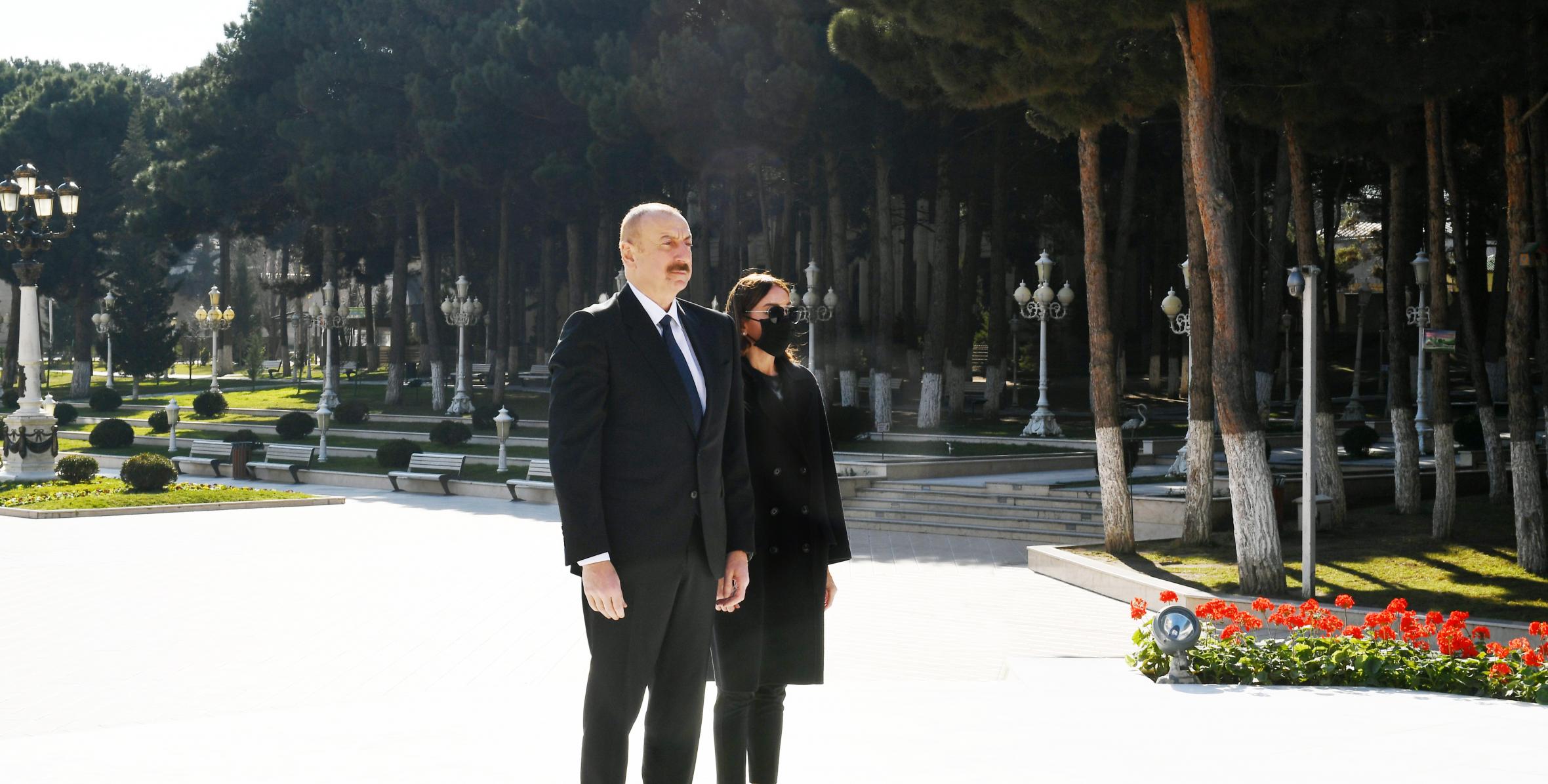 Ilham Aliyev and First Lady Mehriban Aliyeva inaugurated several social facilities in Absheron district, as well as newly laid forest-park in Yasamal district