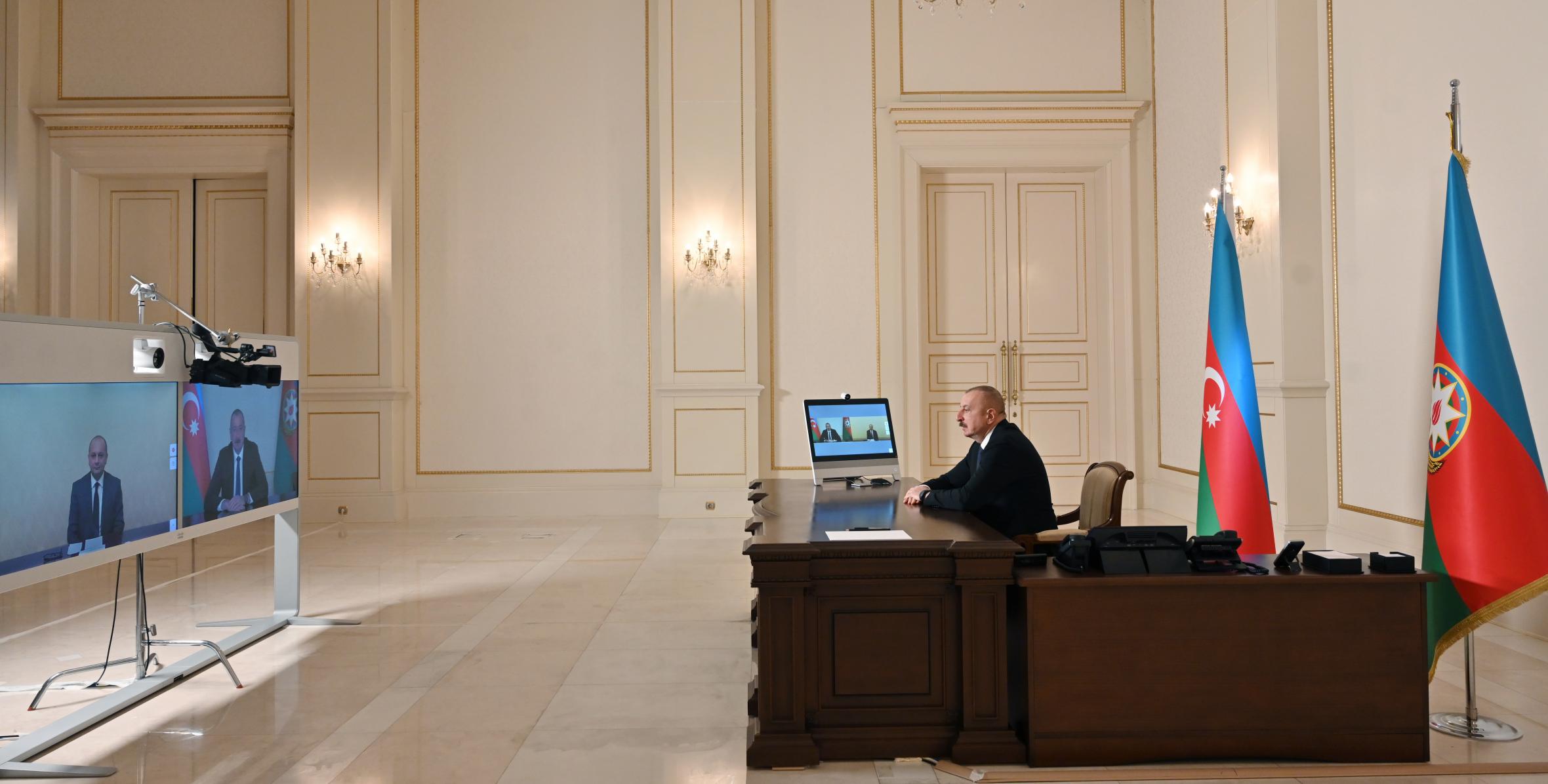 Ilham Aliyev received in a video format Vugar Suleymanov on his appointment as Chairman of Board of Agency for Mine Action