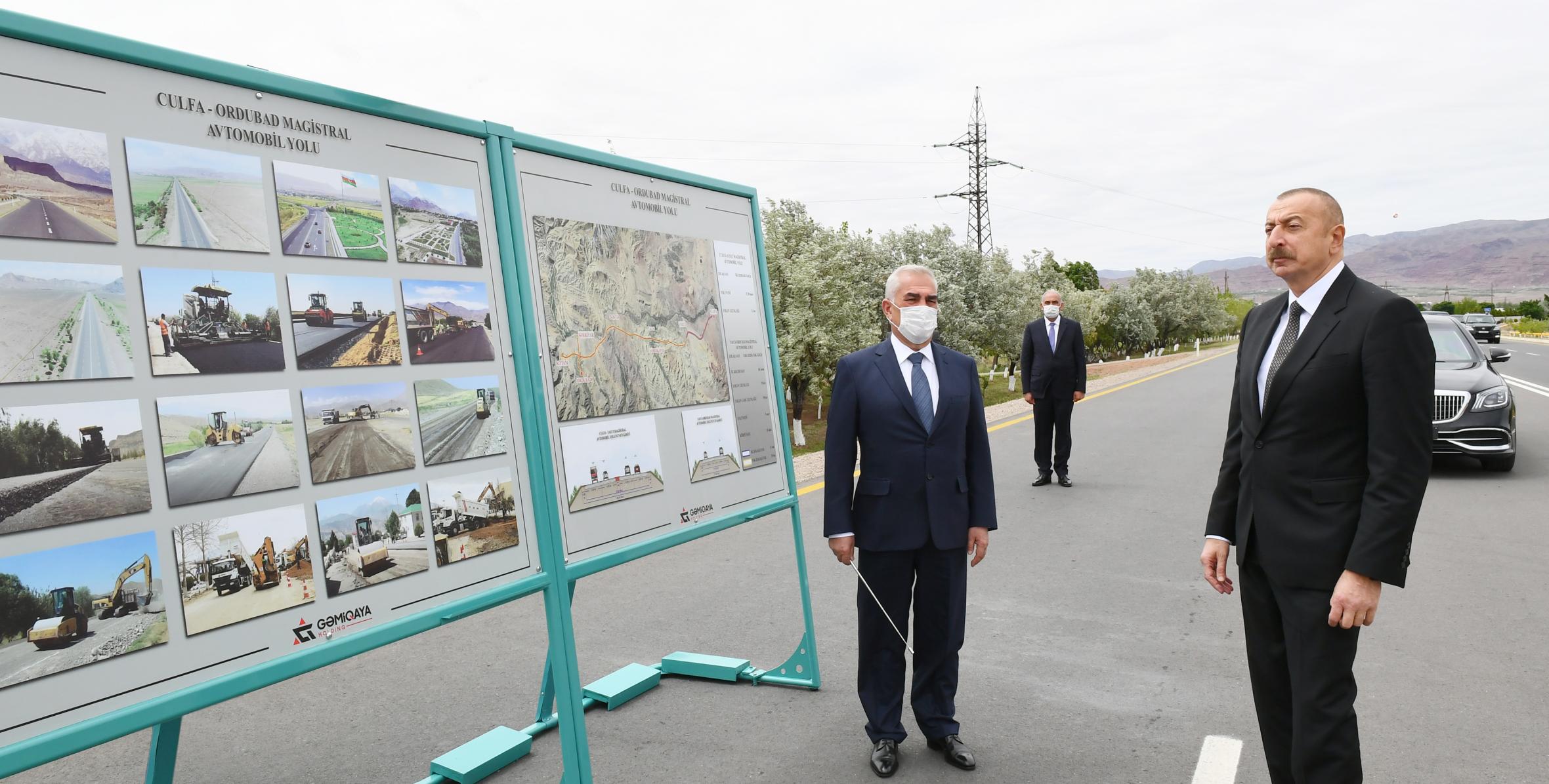 Ильхам Алиев принял участие в открытии магистральной автодороги Джульфа-Ордубад