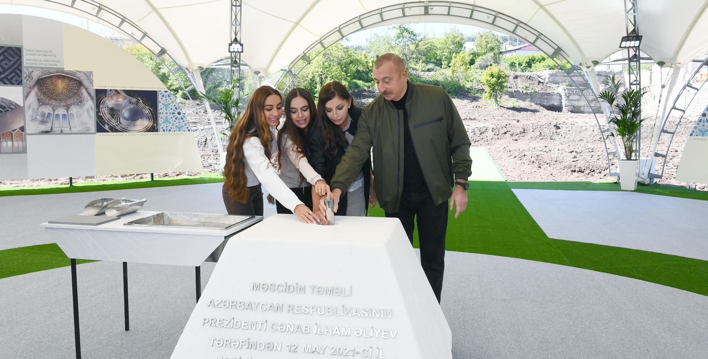 Ilham Aliyev laid foundation stone for new mosque in Shusha