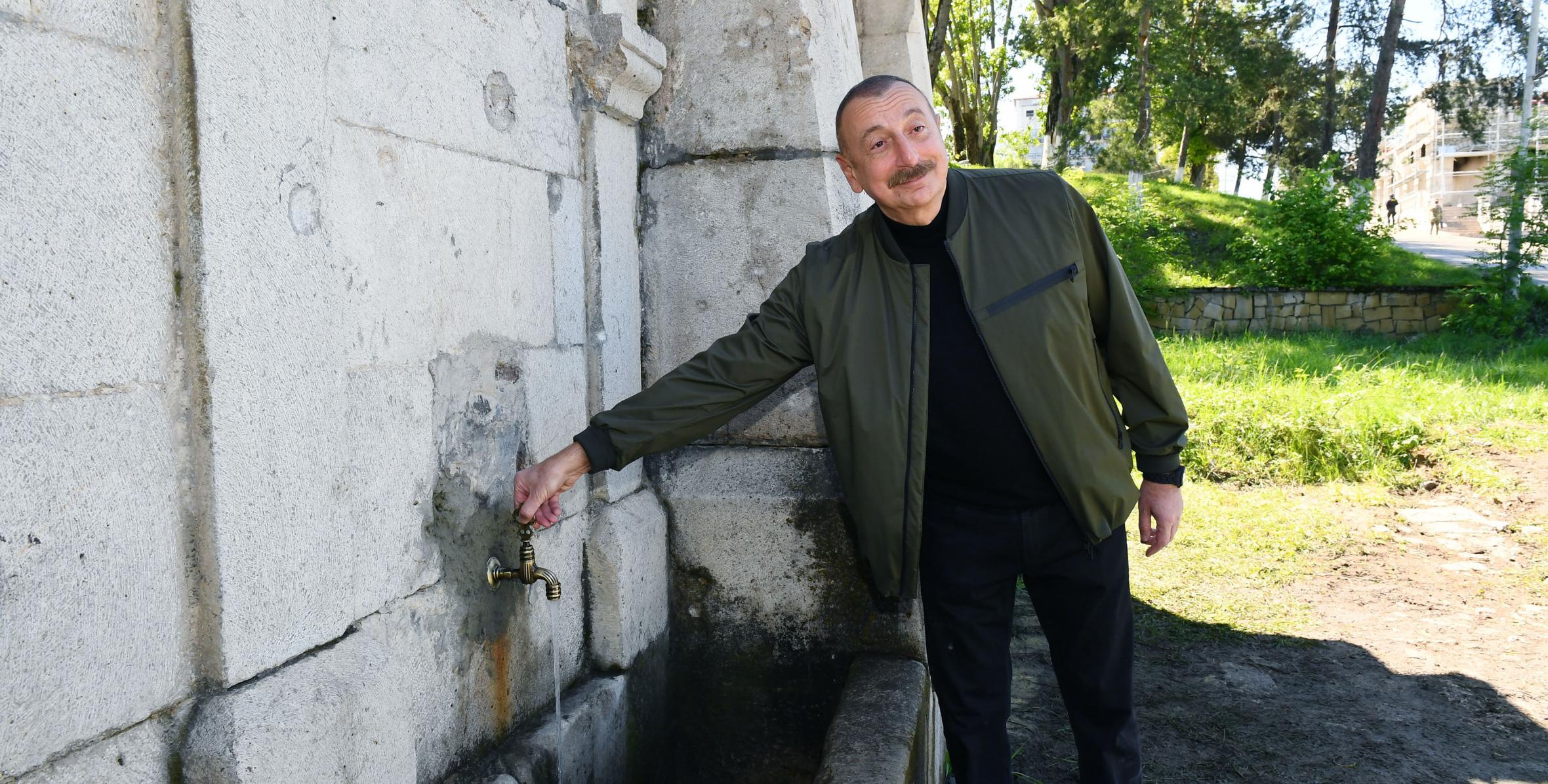 Ilham Aliyev visited the restored “Khan gizi” spring in Shusha