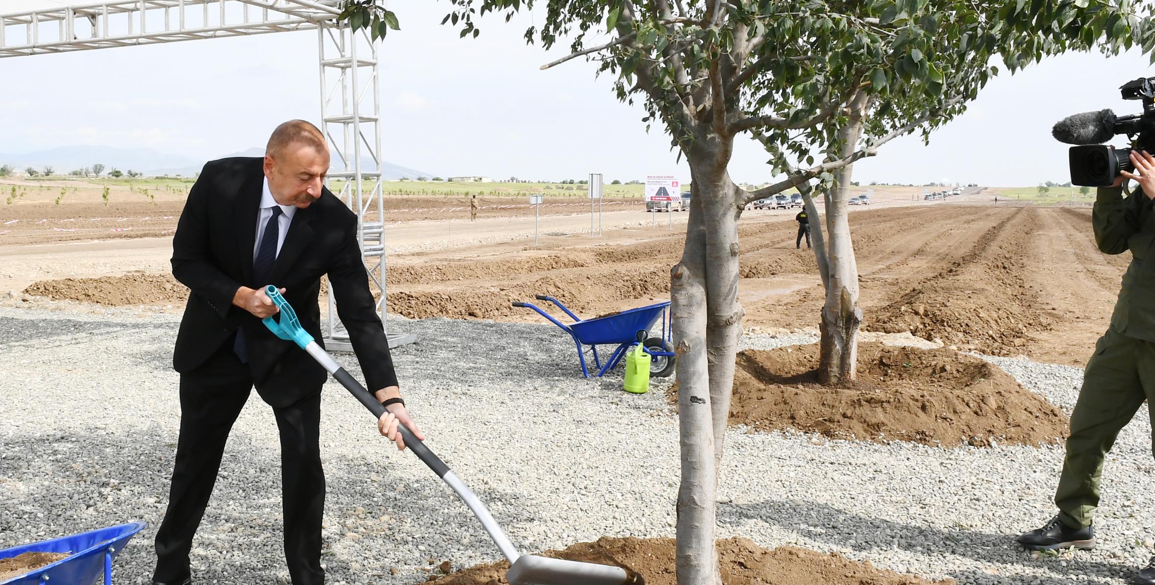 Ильхам Алиев принял участие в церемонии высадки деревьев в Агдамском городском лесопарке