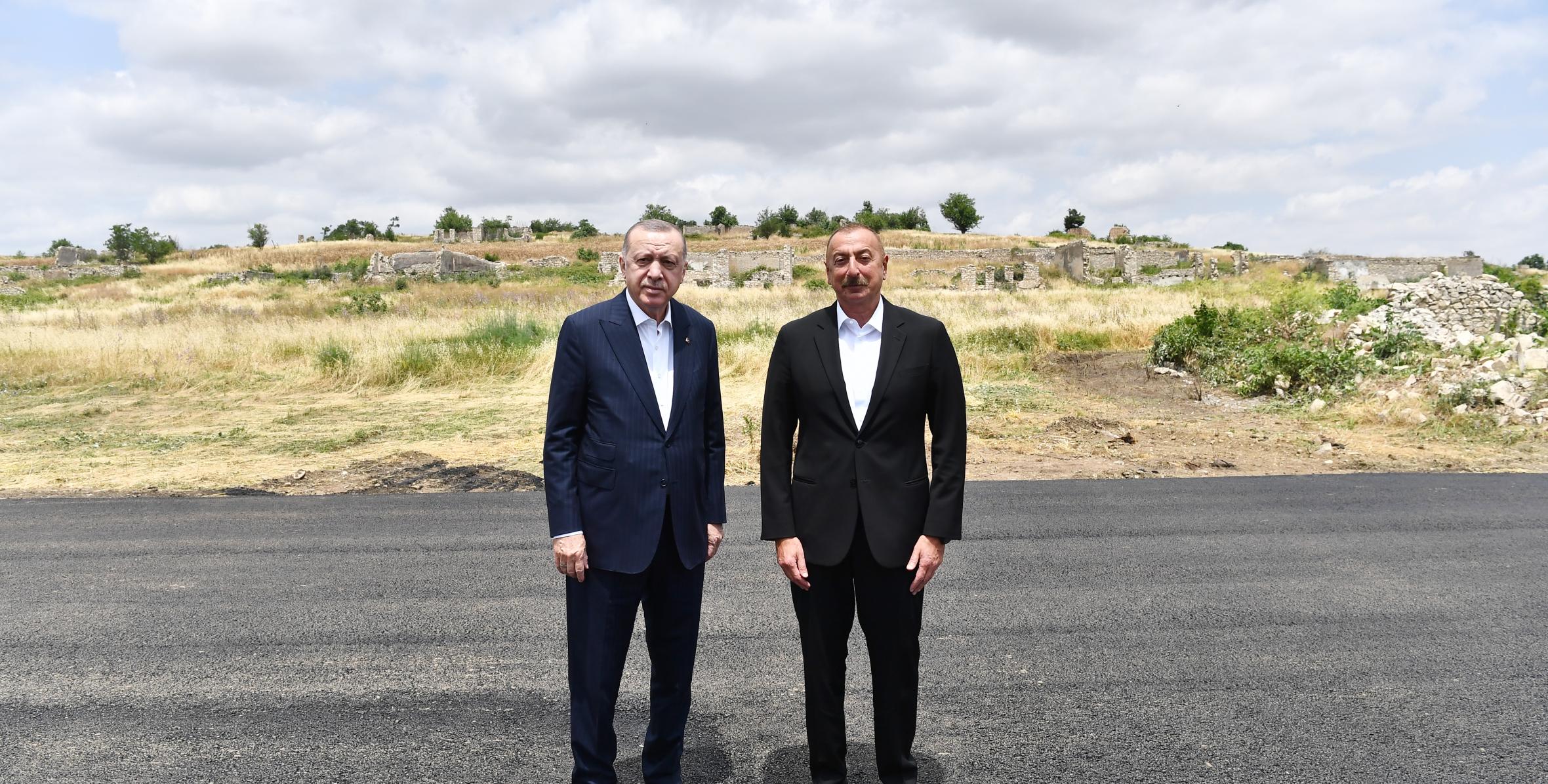 Ilham Aliyev welcomed Turkish President Recep Tayyip Erdogan in Fuzuli district