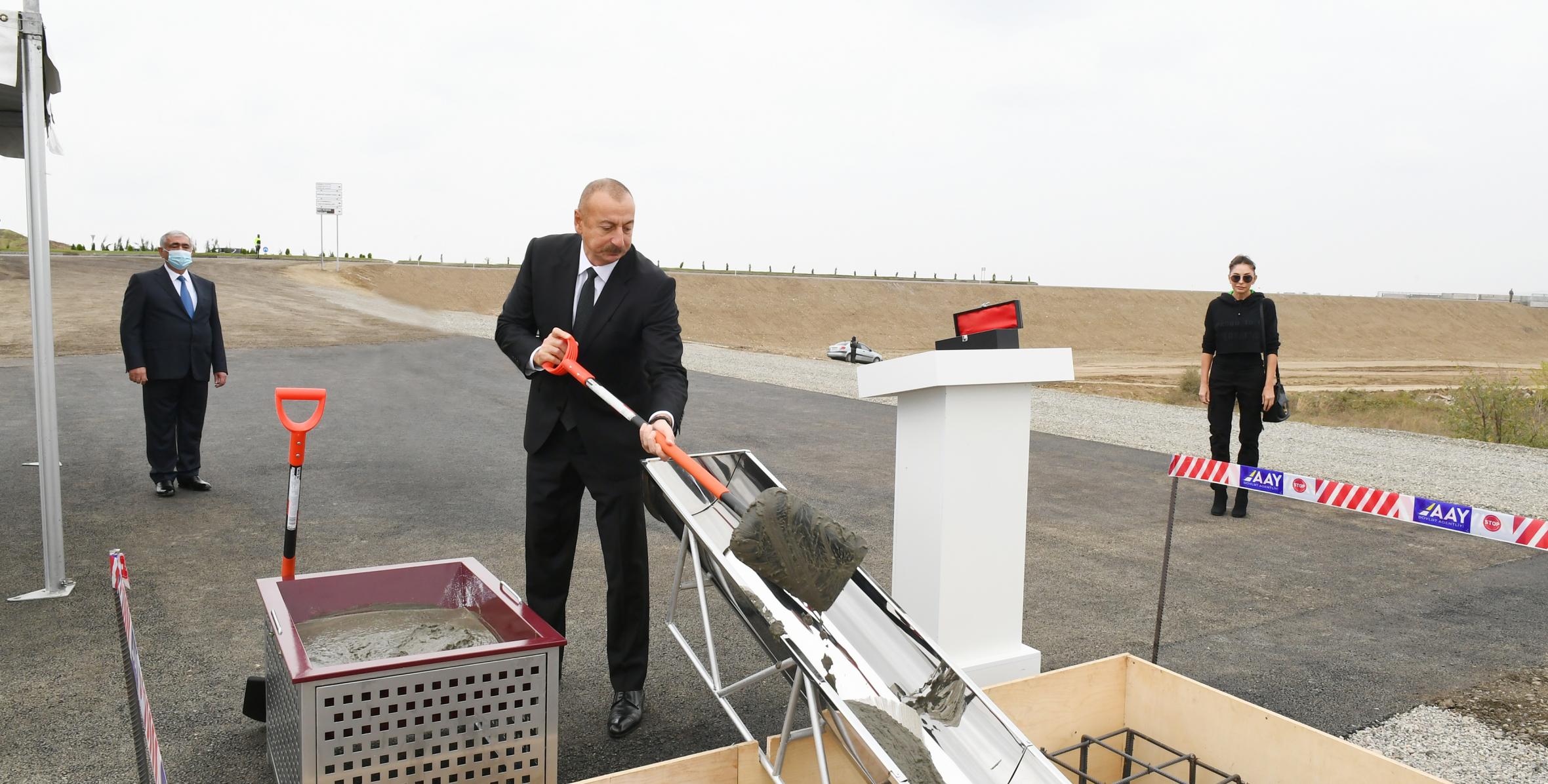 Ilham Aliyev visited Fuzuli district Foundation stone for Fuzuli-Aghdam highway was laid