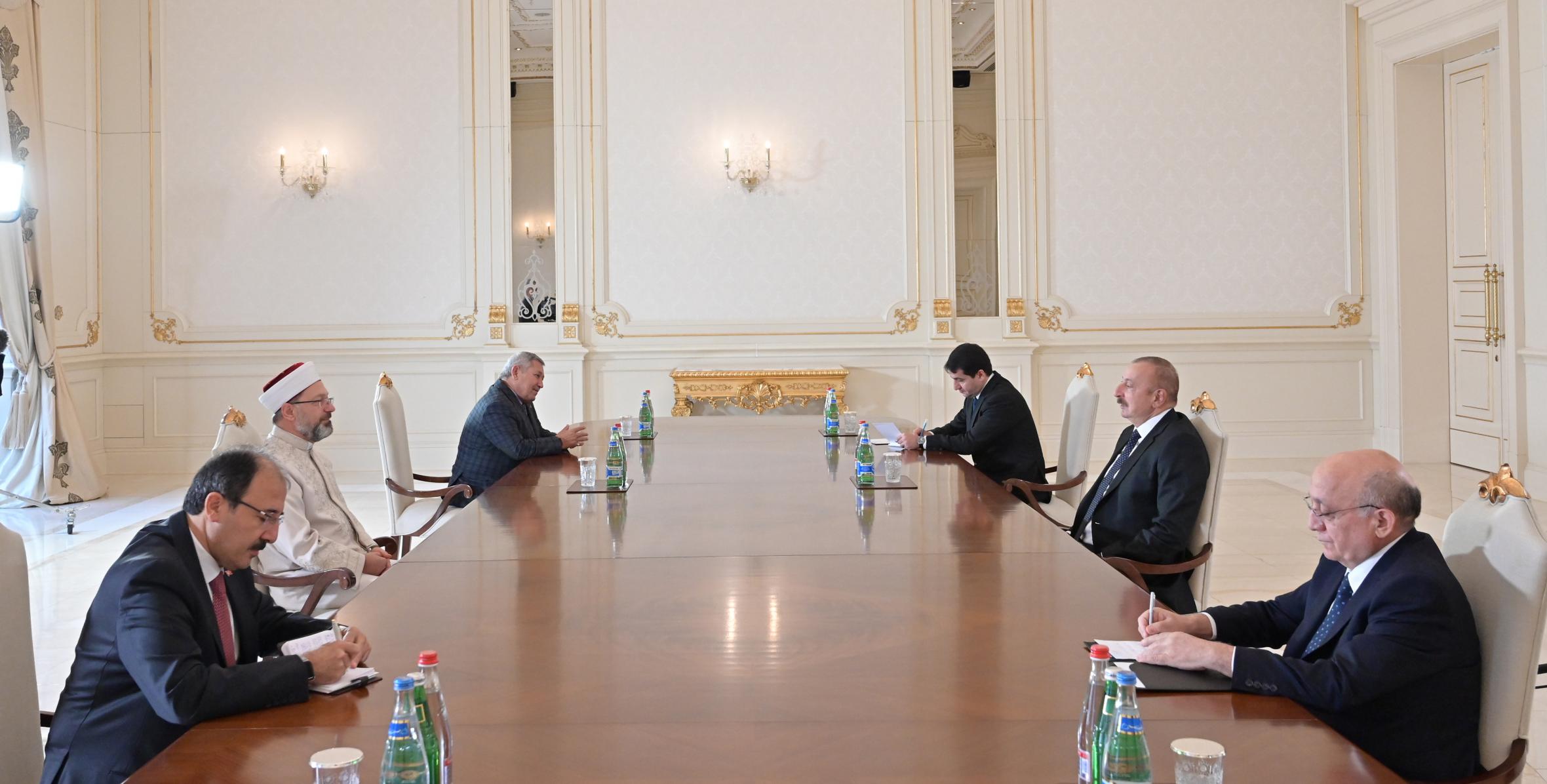 Ilham Aliyev received the chairman of the office for religious affairs of Turkey