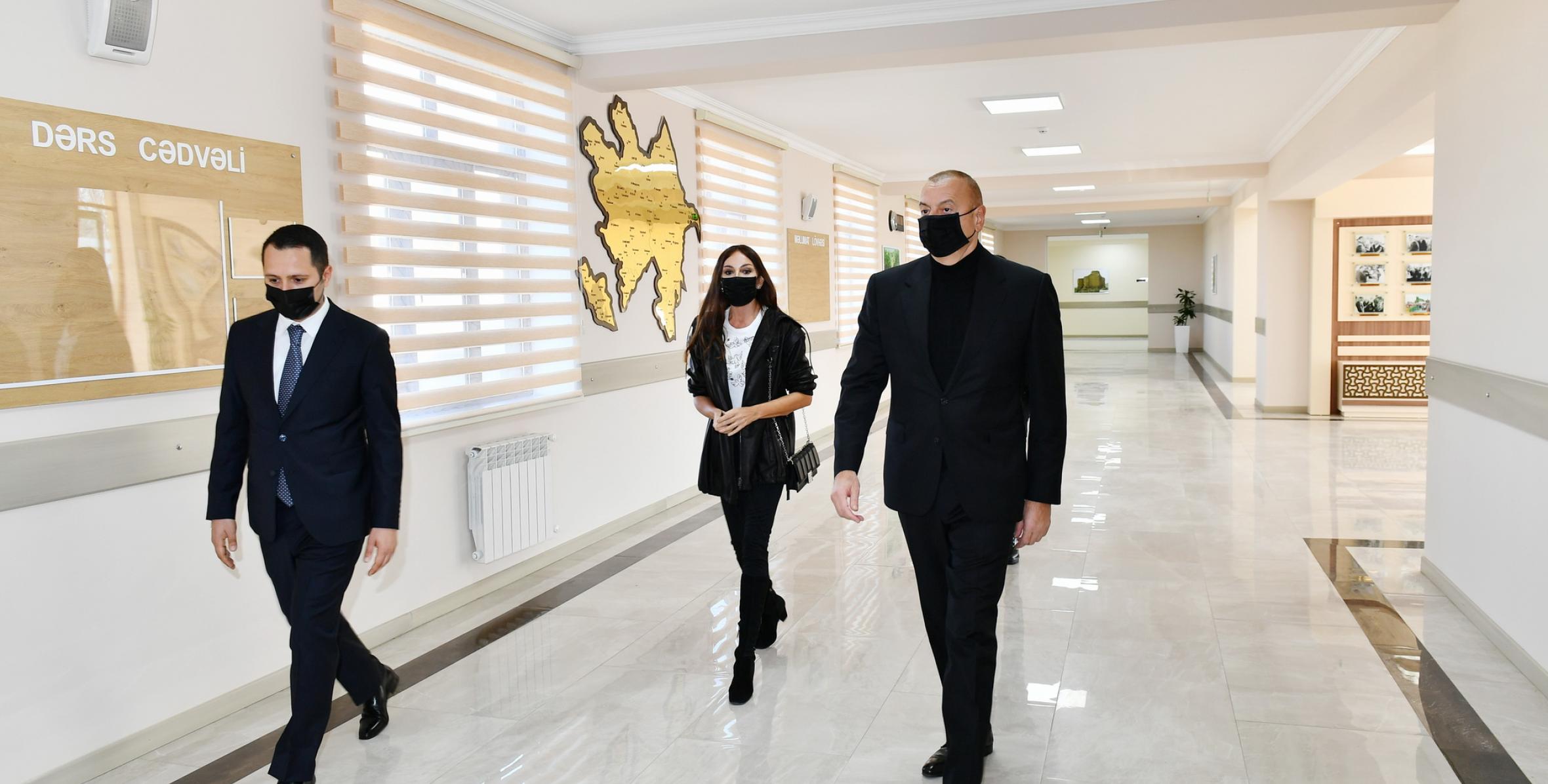 Ильхам Алиев ознакомился с условиями, созданными в полной средней школе номер 1, построенной в губинском селе Нюгеди-I