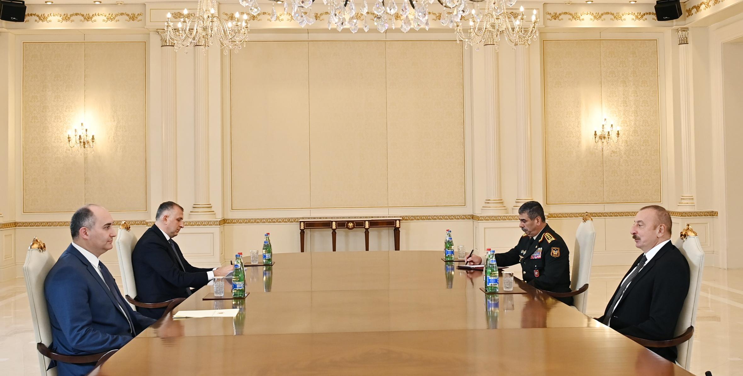 Ilham Aliyev received Georgian defense minister