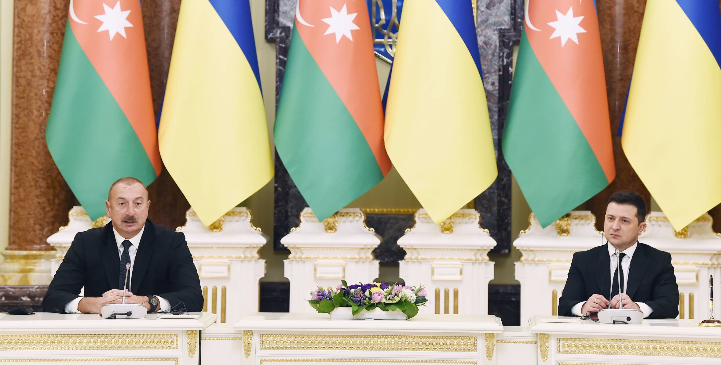 The Presidents of Azerbaijan and Ukraine made press statements