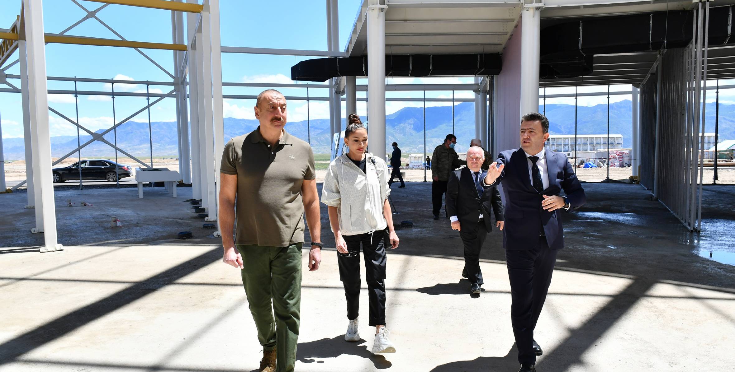 Ilham Aliyev and First Lady Mehriban Aliyeva viewed construction progress at Zangilan International Airport