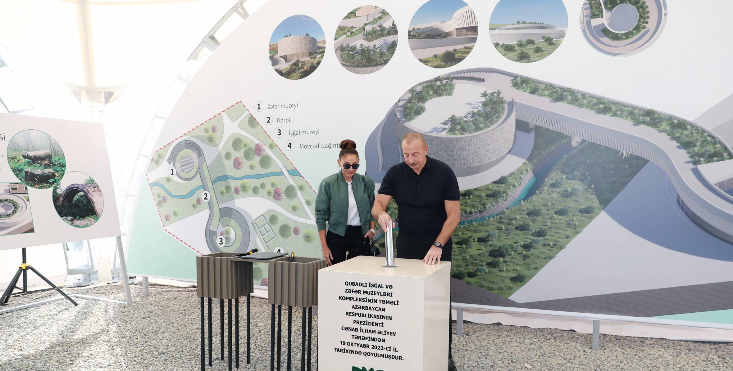 Ilham Aliyev and First Lady Mehriban Aliyeva viewed master plan of Gubadli city and laid foundation stone for Occupation and Victory museums complex