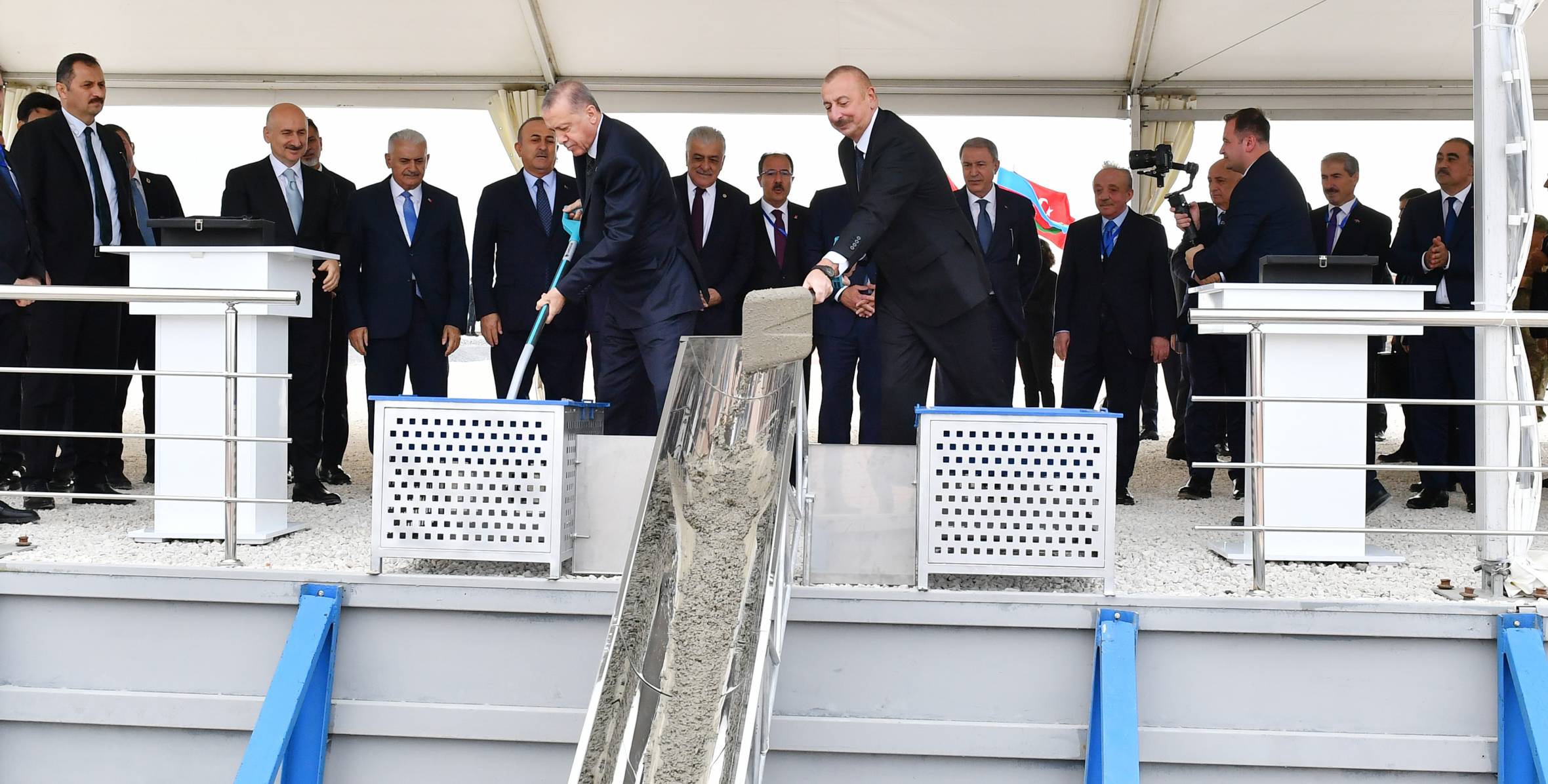 Ilham Aliyev and President Recep Tayyip Erdogan lay foundation stone for Gumlag railway station in Jabrayil district