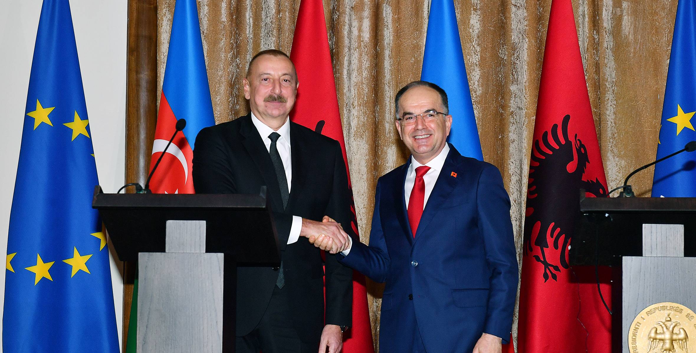 Azerbaijani, Albanian presidents made press statements