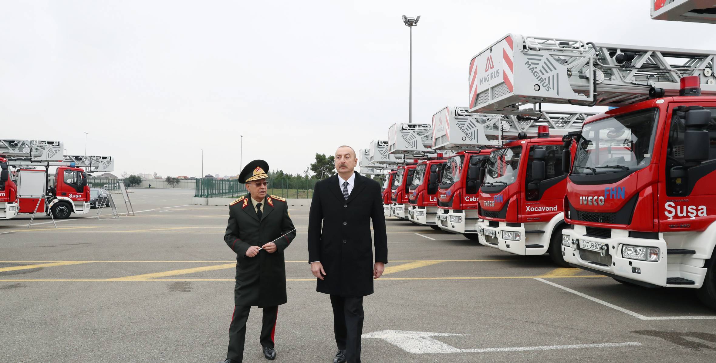 Ilham Aliyev viewed newly purchased special purpose equipment and ambulances