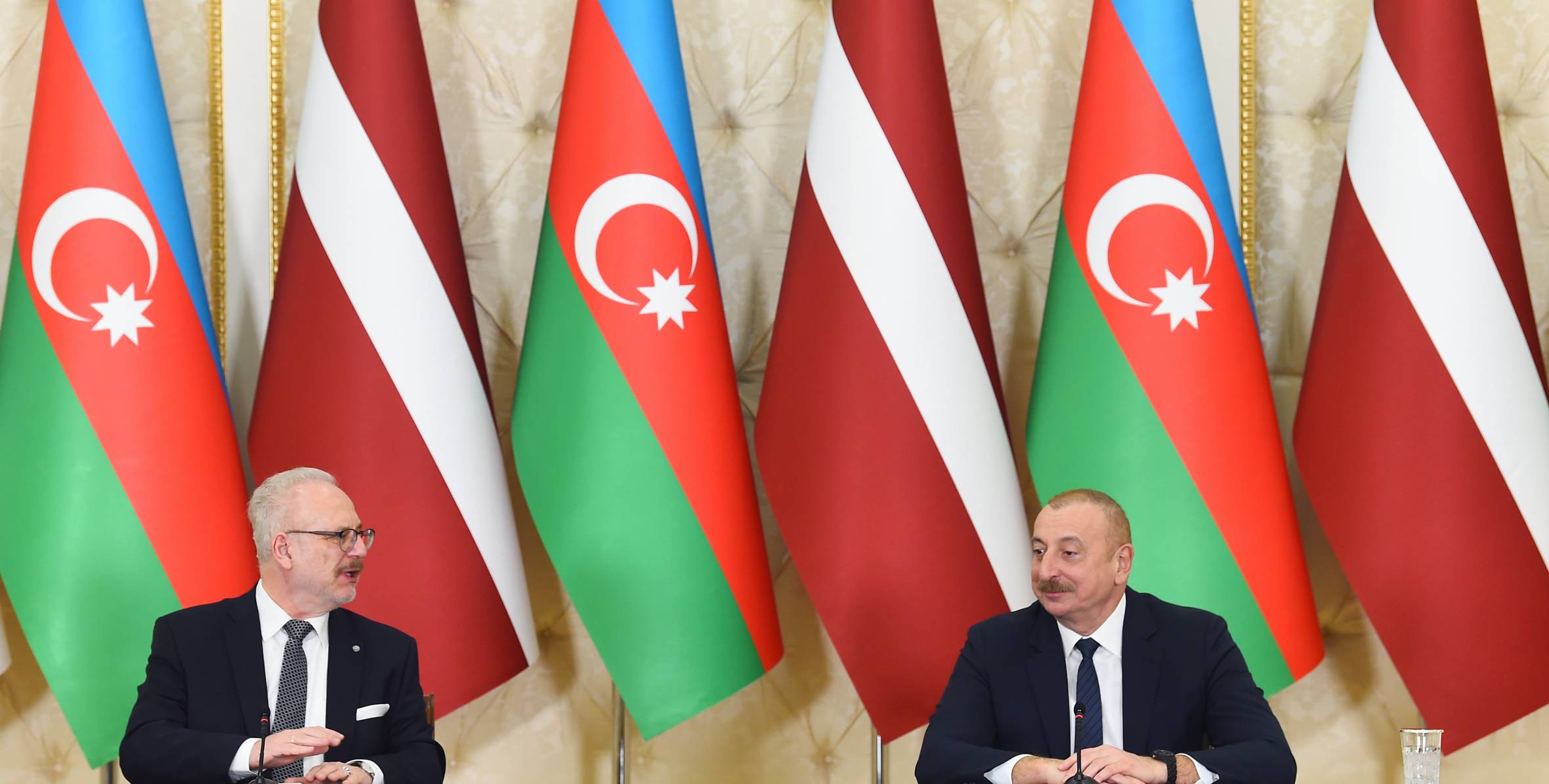 Presidents of Azerbaijan and Latvia made press statements