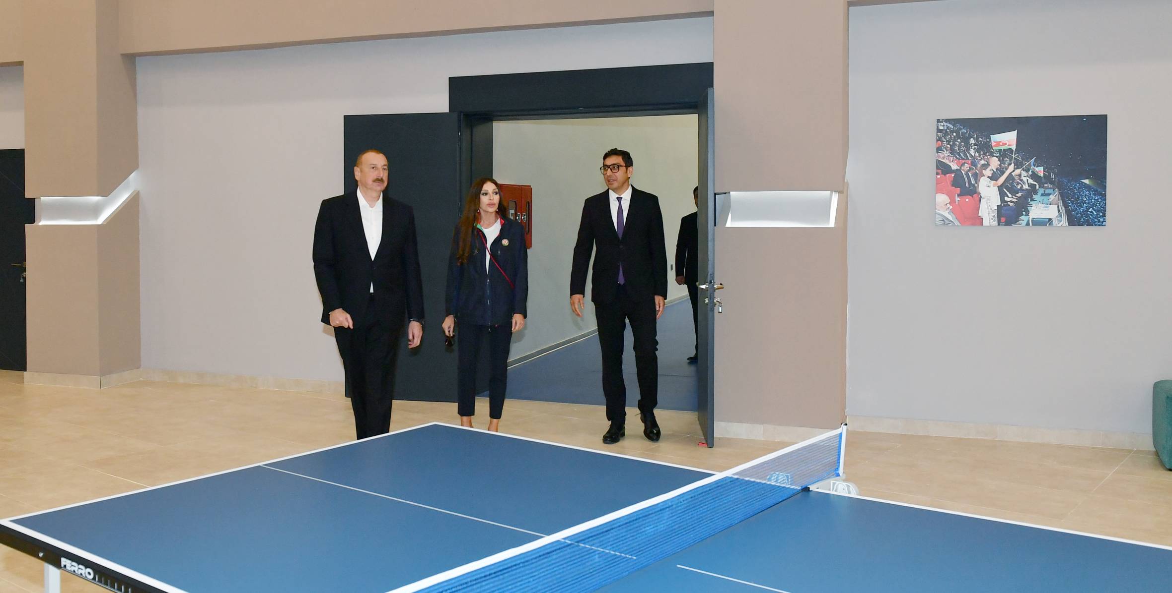 Ilham Aliyev and First Lady Mehriban Aliyeva have attended the Neftchala Olympic Sports Complex opening