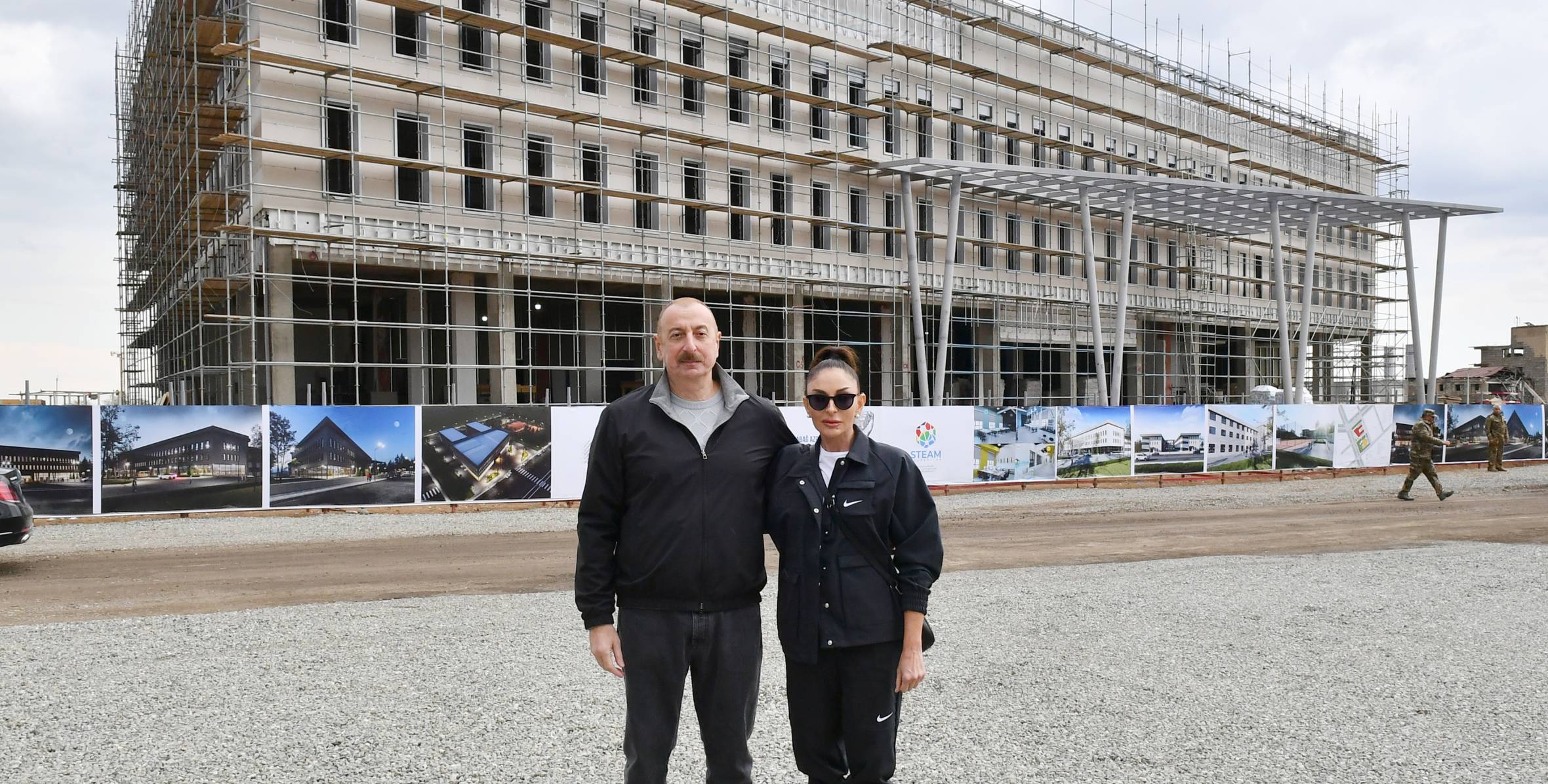 Ильхам Алиев и первая леди Мехрибан Алиева приняли участие в церемонии закладки 3-го жилого квартала, который будет построен в городе Агдам
