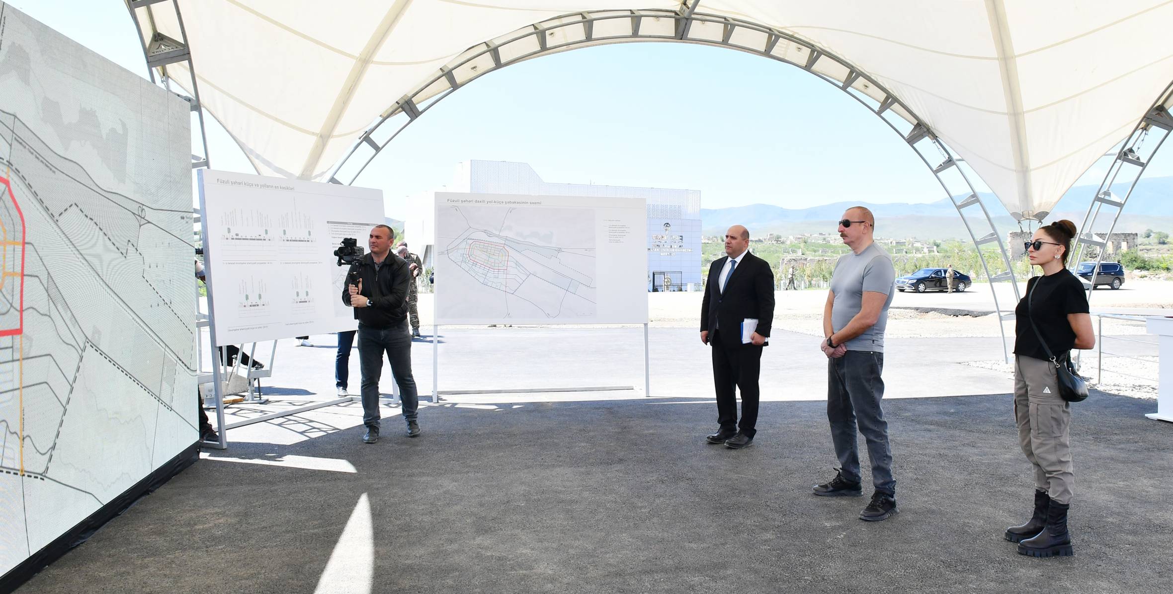 Ilham Aliyev and First Lady Mehriban Aliyeva have participated in a groundbreaking ceremony for the internal road-street network of the city of Fuzuli