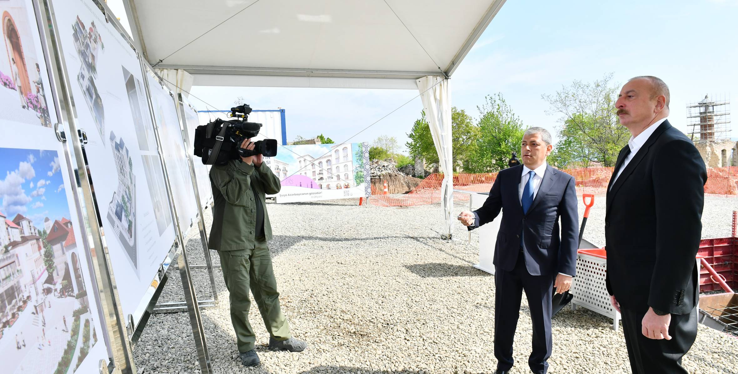 lham Aliyev lays foundation stone for non-residential building on Garabagh street in Shusha