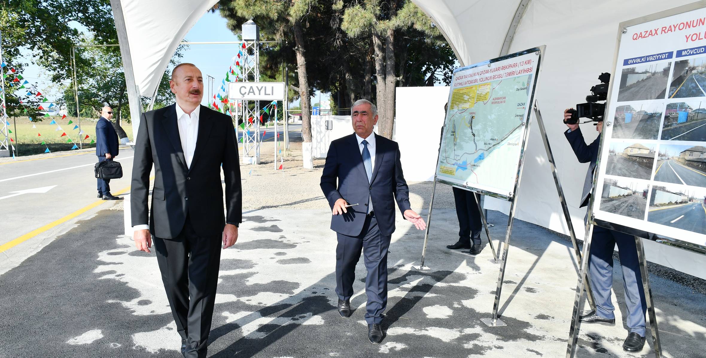 İlham Əliyev Qarapapaq-Çaylı avtomobil yolunun açılışında iştirak edib