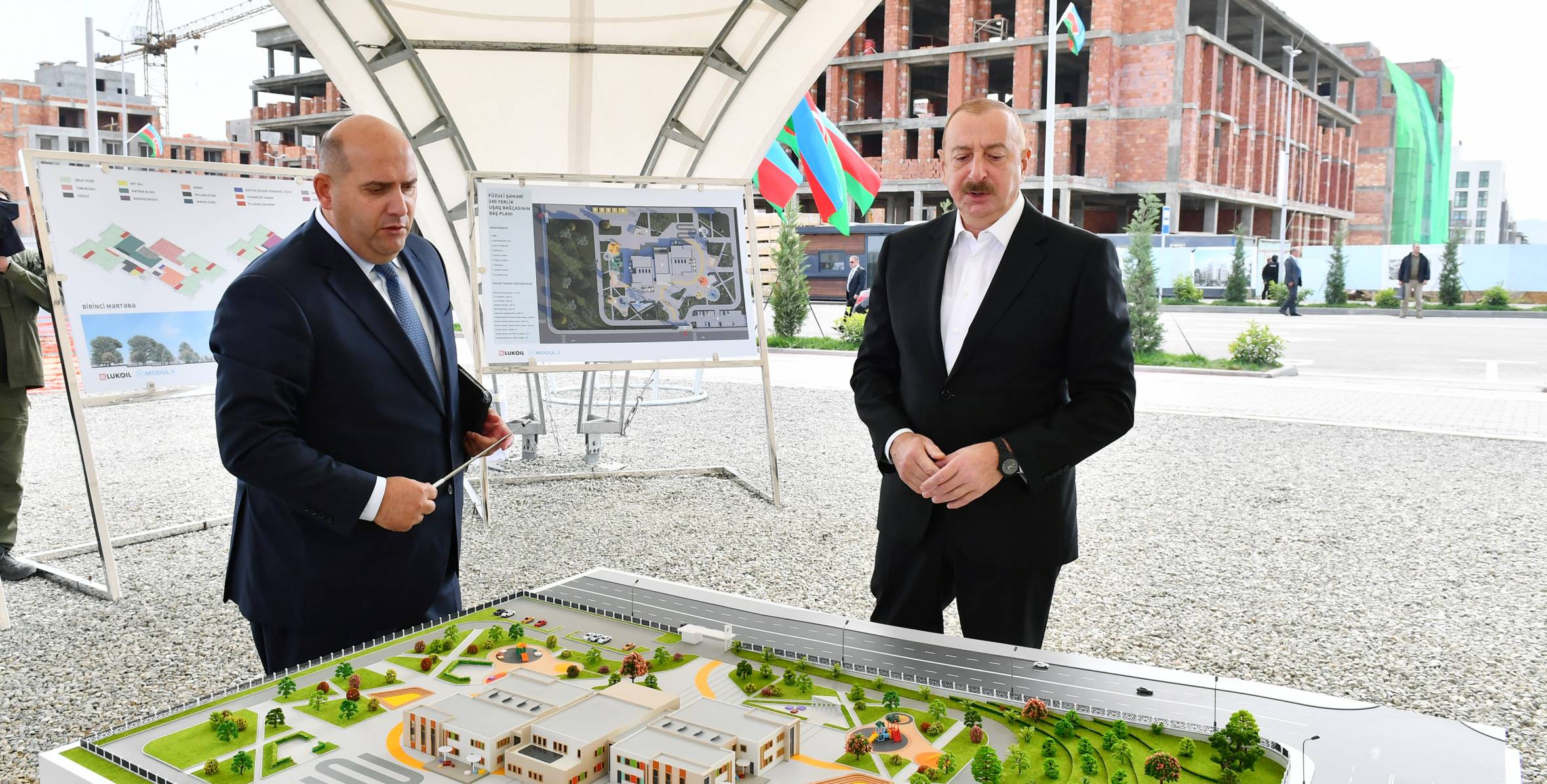 Ilham Aliyev has laid a foundation stone for a 240-seat kindergarten in the city of Fuzuli