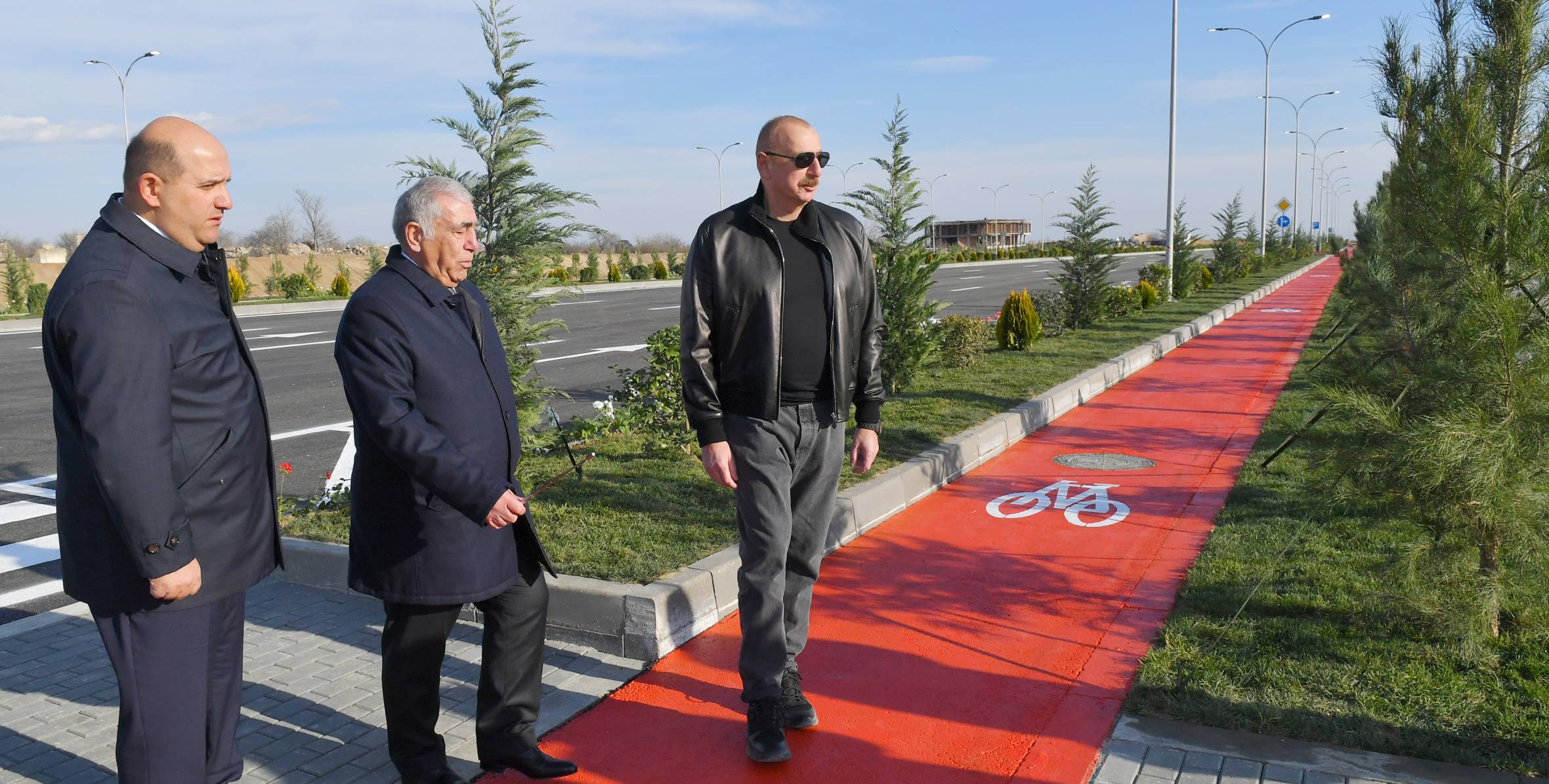 Ilham Aliyev inspected ongoing works on internal roads of Aghdam city