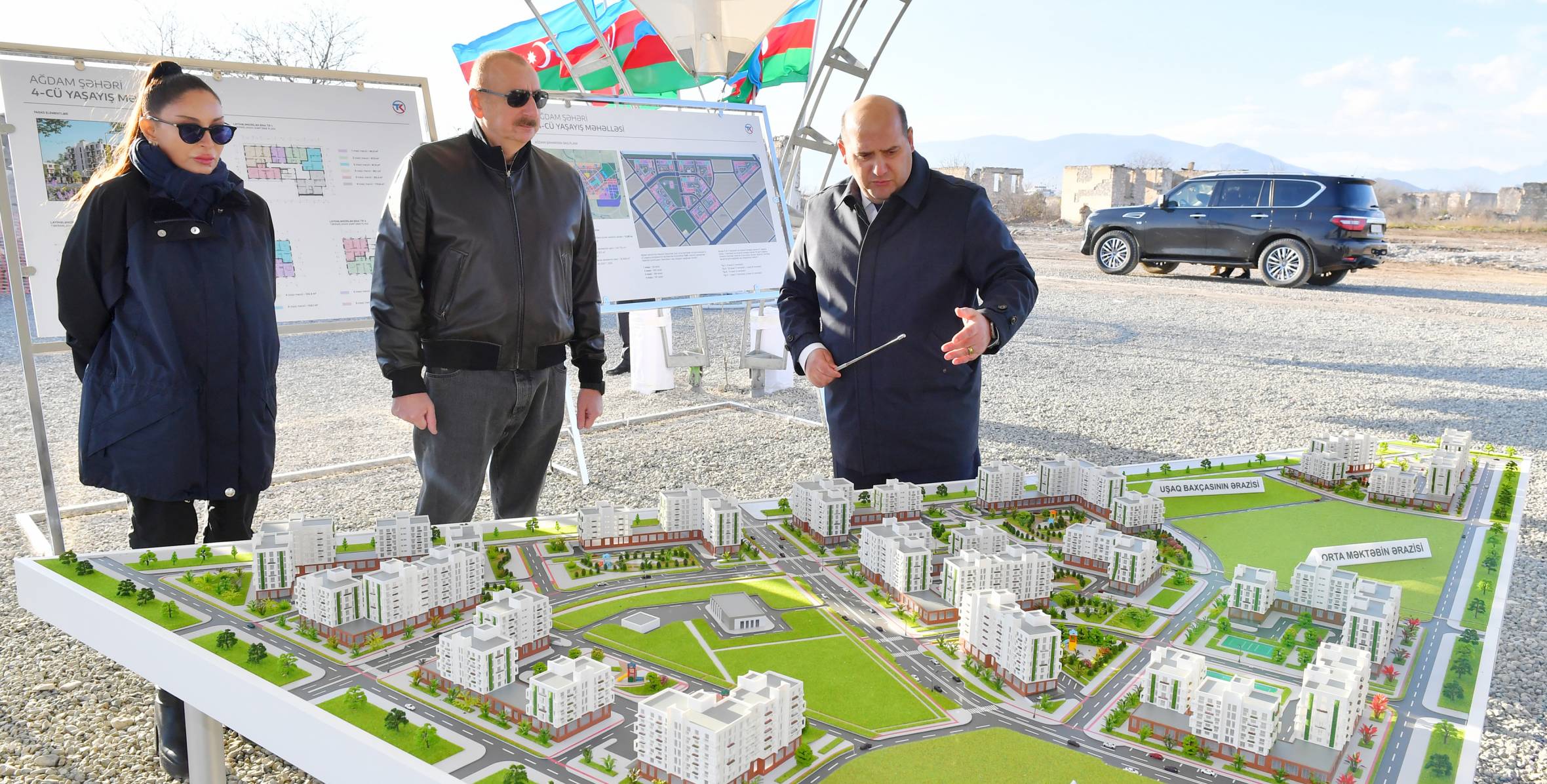 Ilham Aliyev and First Lady Mehriban Aliyeva have participated in a ceremony of the laying of the foundation stone for the 4th residential complex in the city of Aghdam