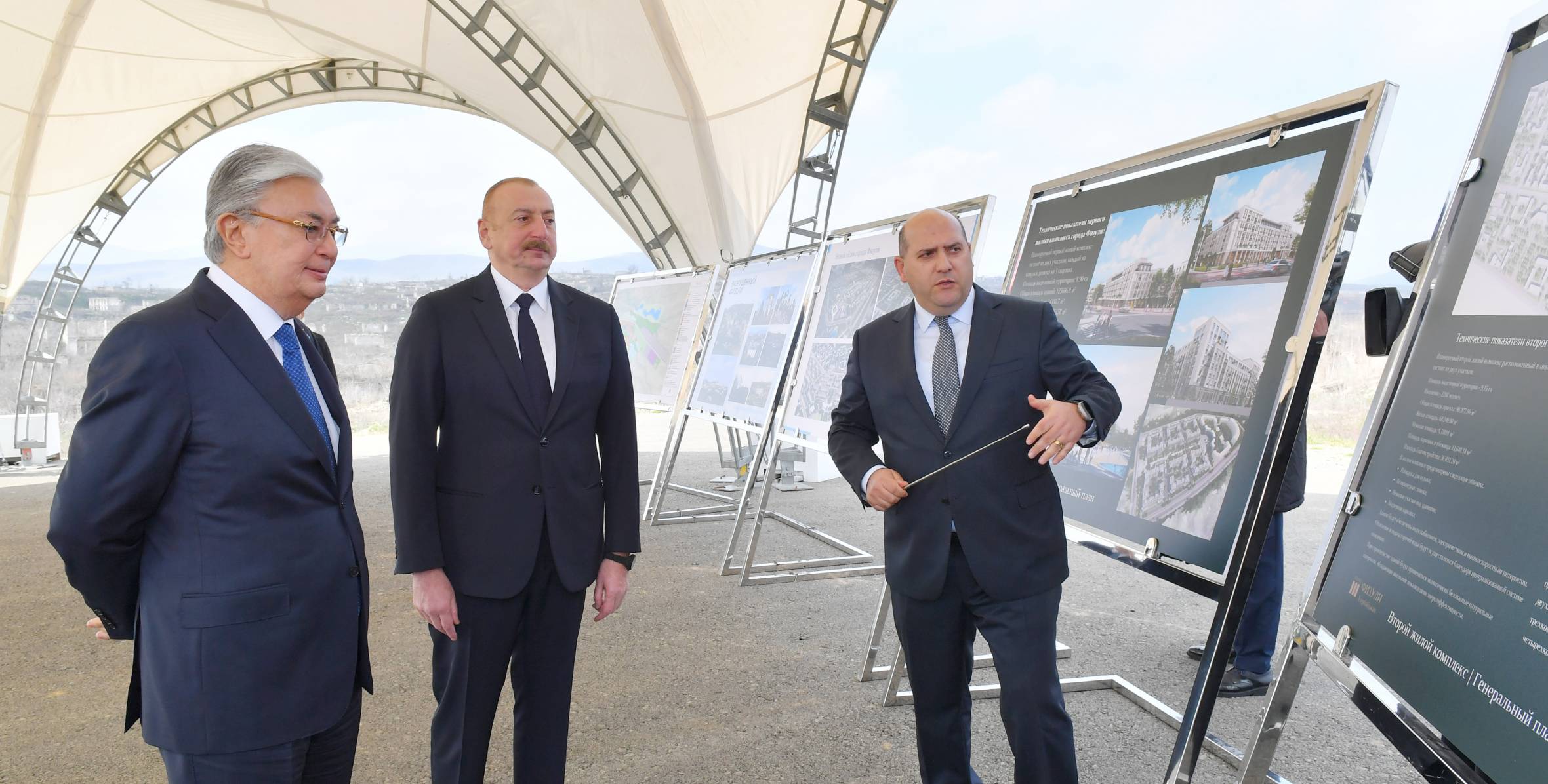 Presidents of Azerbaijan and Kazakhstan viewed master plan of Fuzuli
