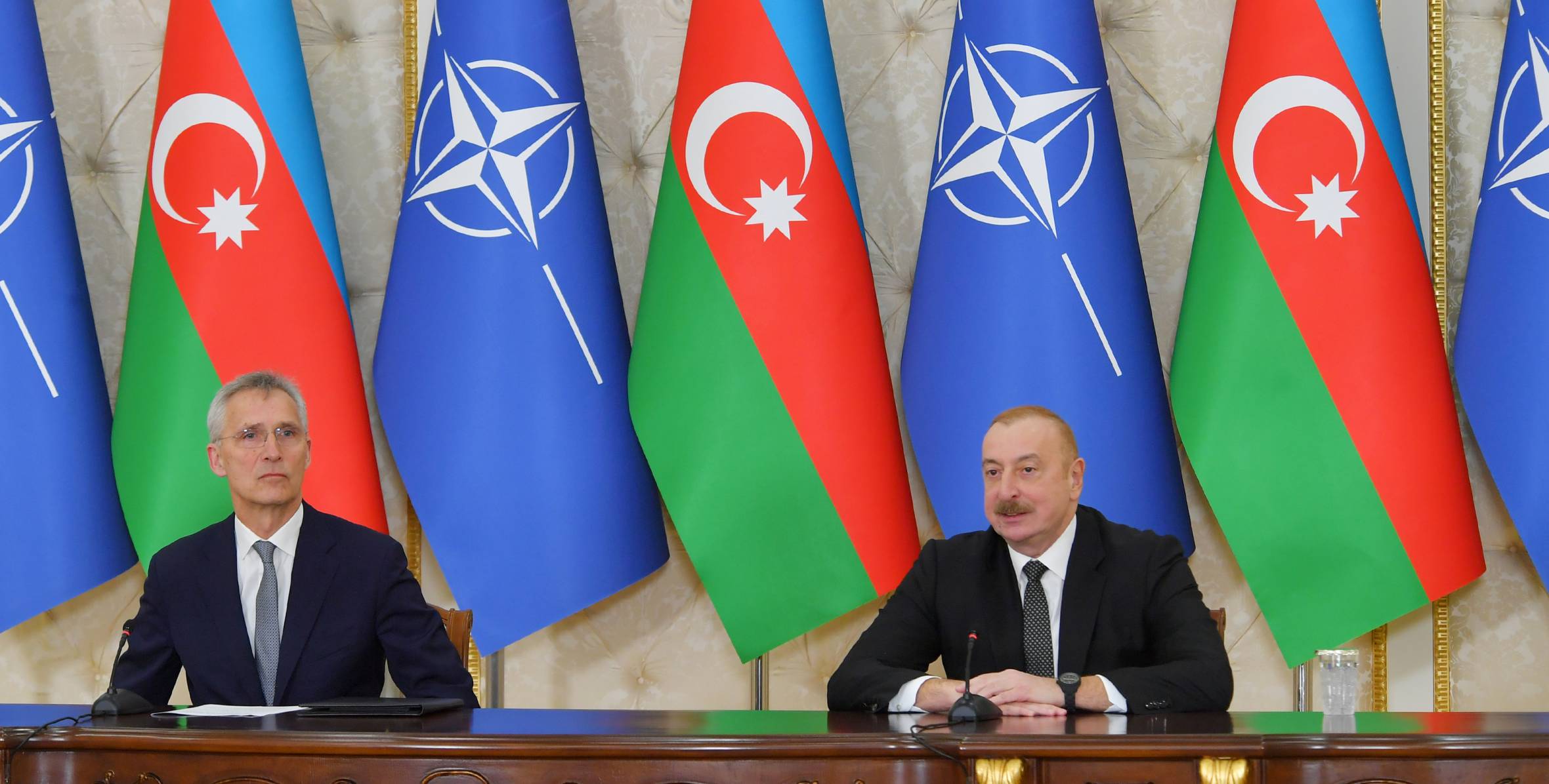 Ilham Aliyev and NATO Secretary General Jens Stoltenberg made press statements