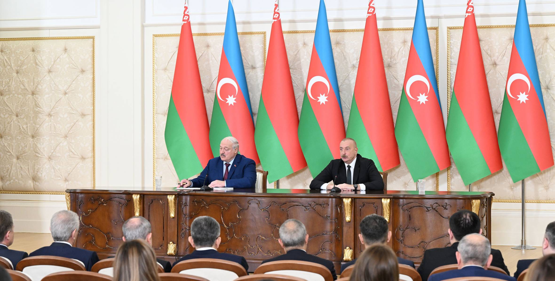 Ilham Aliyev and President Aleksandr Lukashenko made press statements