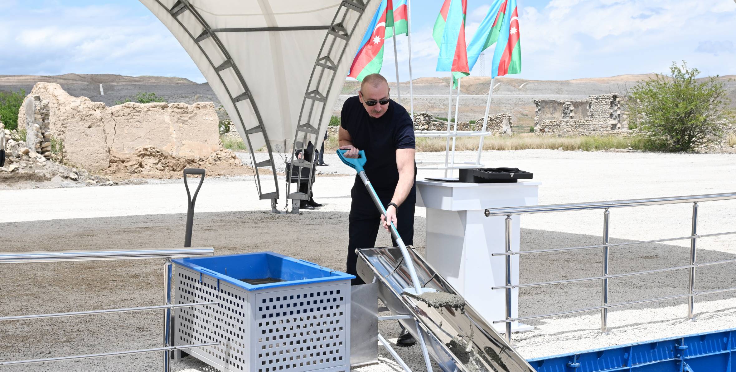 Ilham Aliyev attended the groundbreaking ceremony for the village of Karkhulu in Jabrayil district