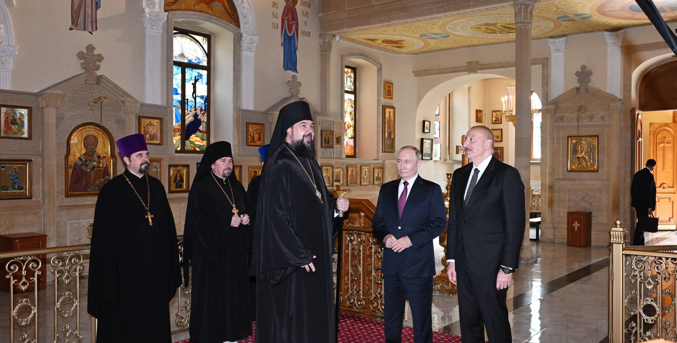 Azerbaijani and Russian Presidents visited Holy Myrrhbearers Cathedral