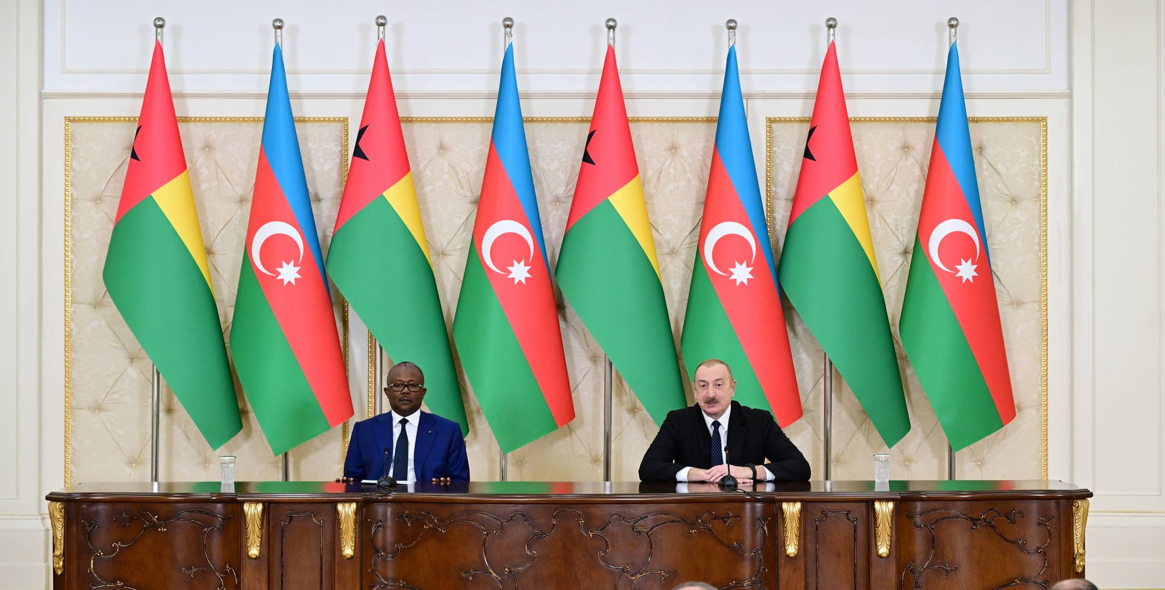 Ilham Aliyev and President of Guinea-Bissau Umaro Sissoco Embaló made press statements