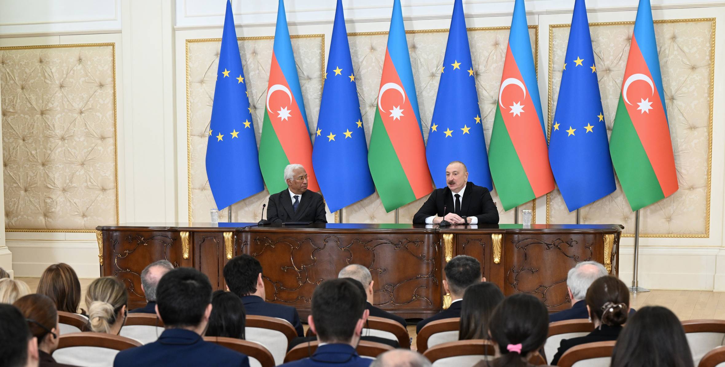 Ilham Aliyev and President of European Council delivered press statements
