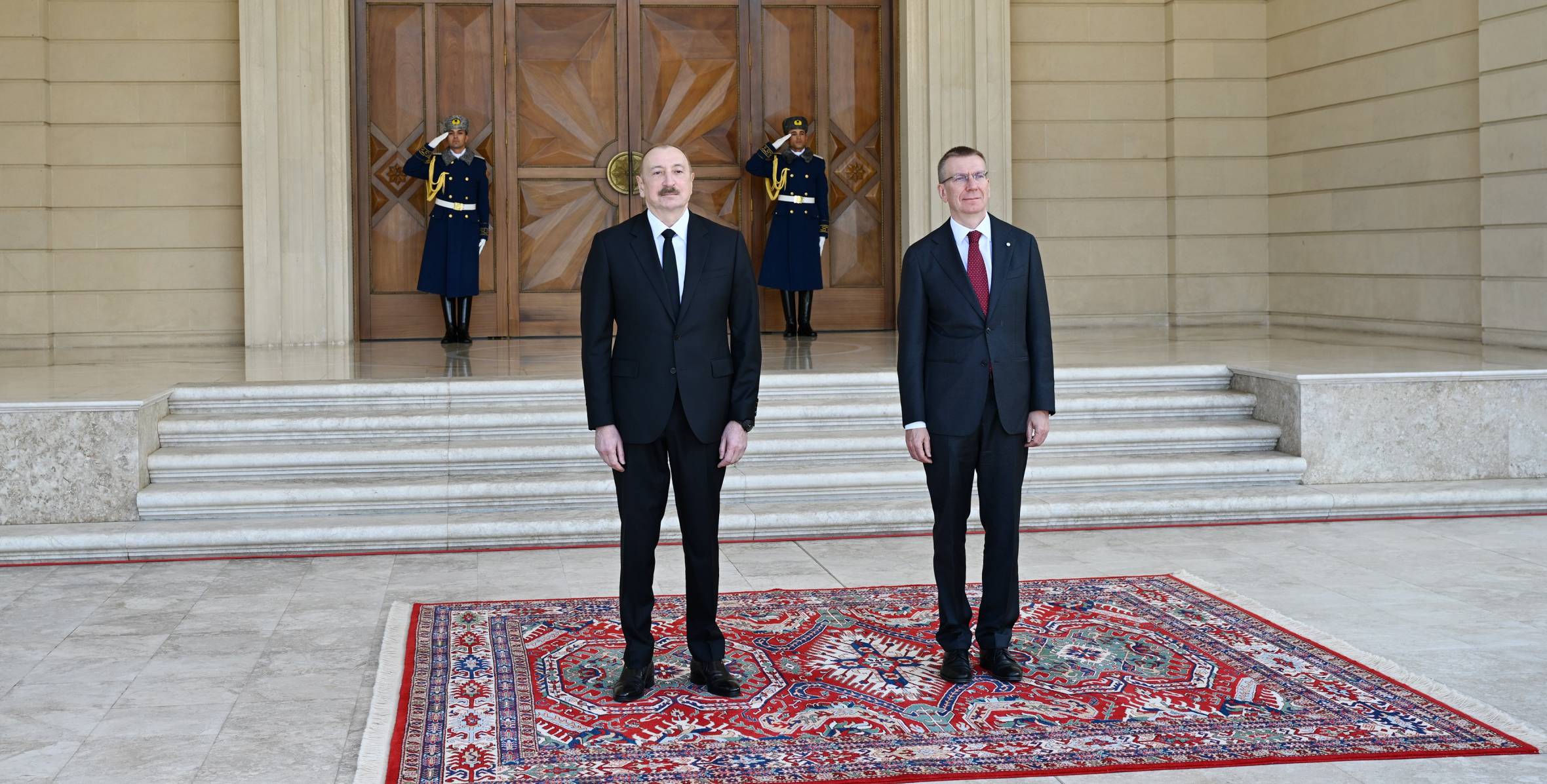 Latviya Prezidentinin rəsmi qarşılanma mərasimi olub