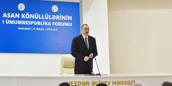 Ilham Aliyev attended the first All-Republican Forum of ASAN Volunteers