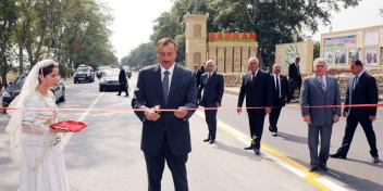 Ilham Aliyev participated in the opening of Baku – Guba – the Russian State Border highway