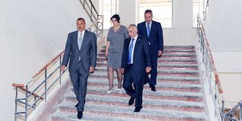 Ilham Aliyev familiarized with the course of reconstruction work carried out in secondary schools number 225 and 35 in Yasamal and Nasimi regions