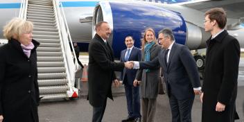 Ilham Aliyev has arrived in Lithuania on a working visit