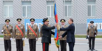 Ilham Aliyev attended the presentation ceremony of the war banner of Civil Defense Troops of the Ministry of Emergency Situations