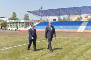 Ilham Aliyev reviewed the Central City Stadium in Beylagan after major repair and reconstruction